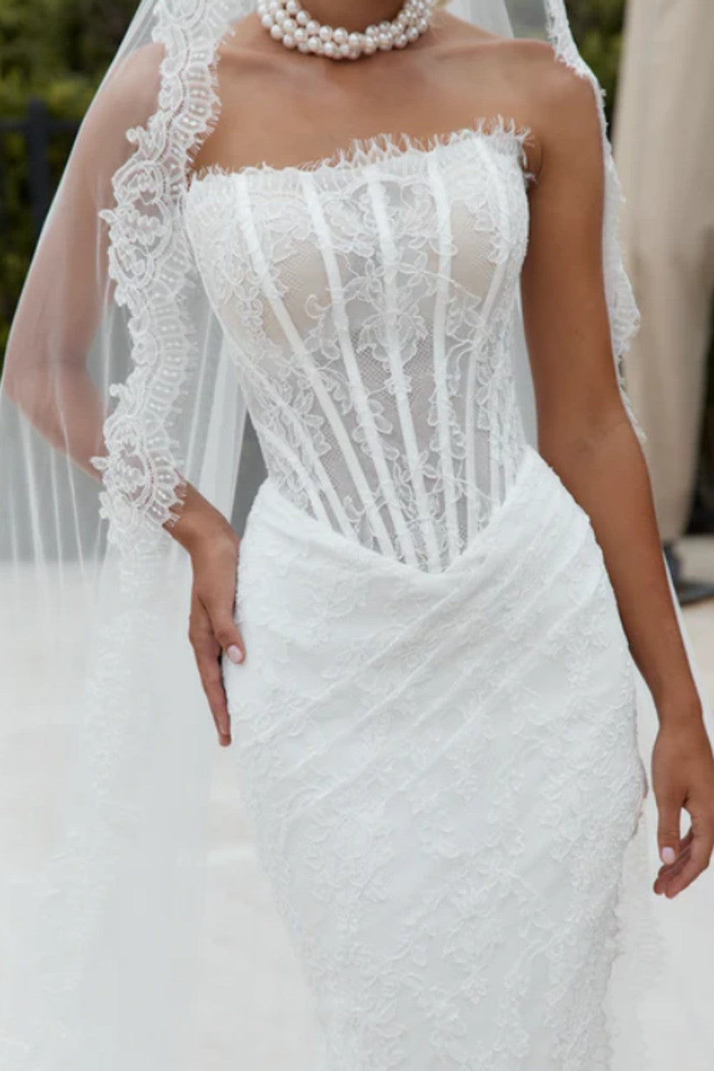 Romantic Lace Fit-And-Flare Wedding Dress With Overskirt by Jane Hill — image 2 of 2