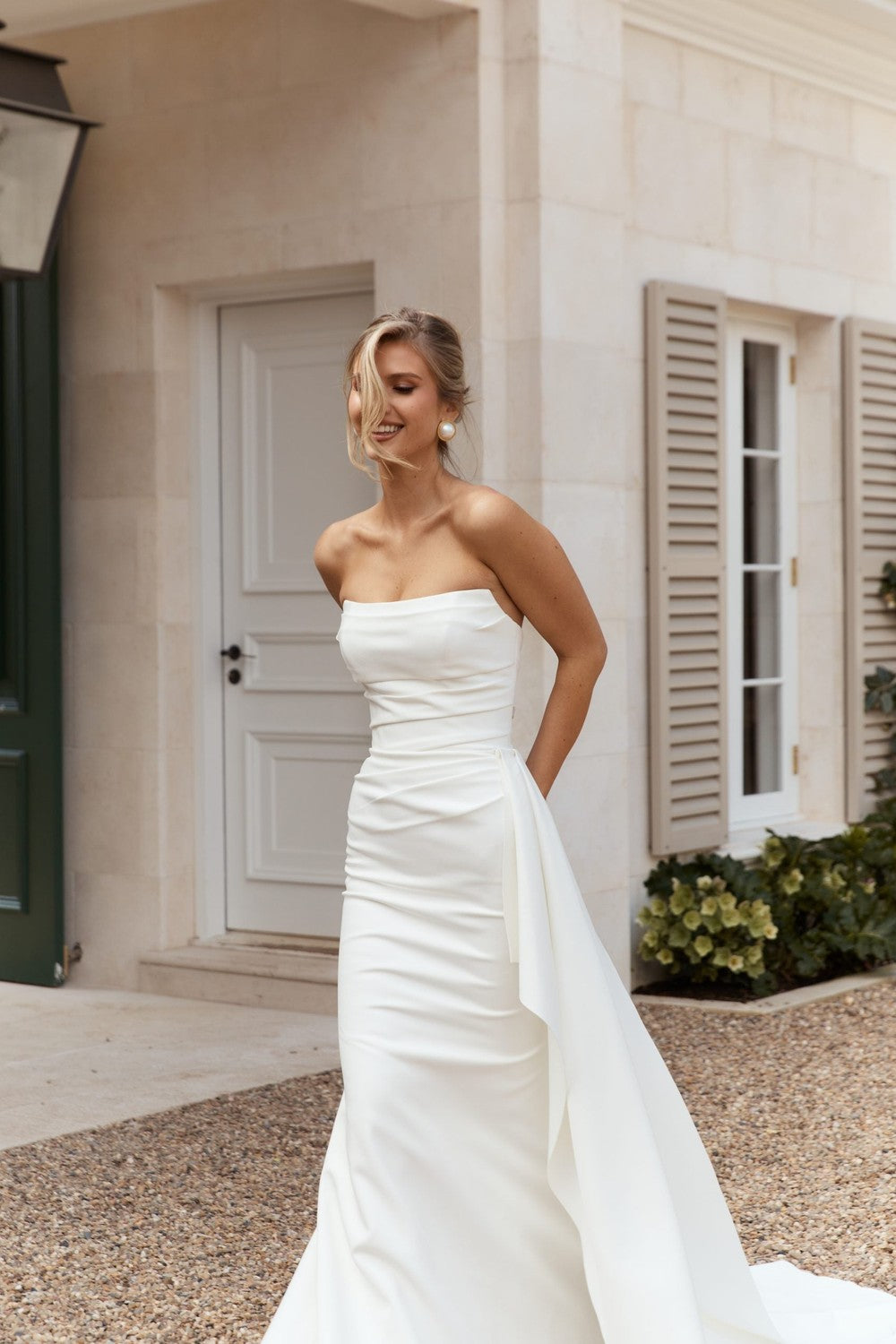 Chic And Simple Fit-And-Flare Wedding Dress With Detachable Train by Jane Hill — image 2 of 4