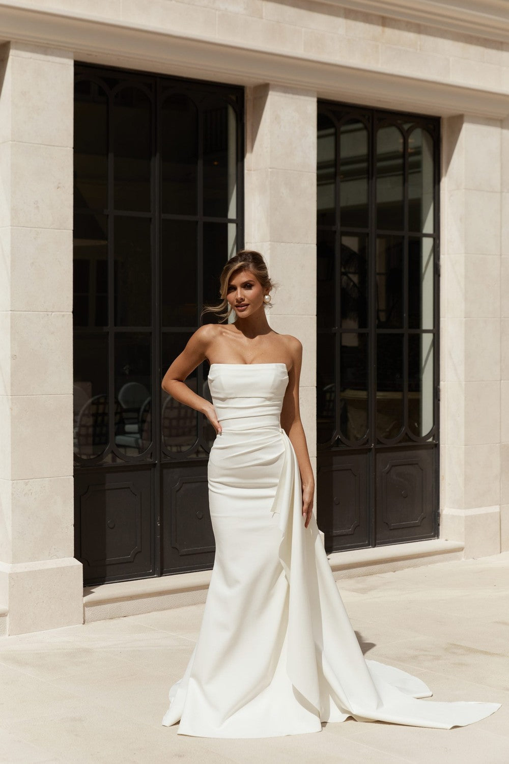 Chic And Simple Fit-And-Flare Wedding Dress With Detachable Train by Jane Hill — image 3 of 4