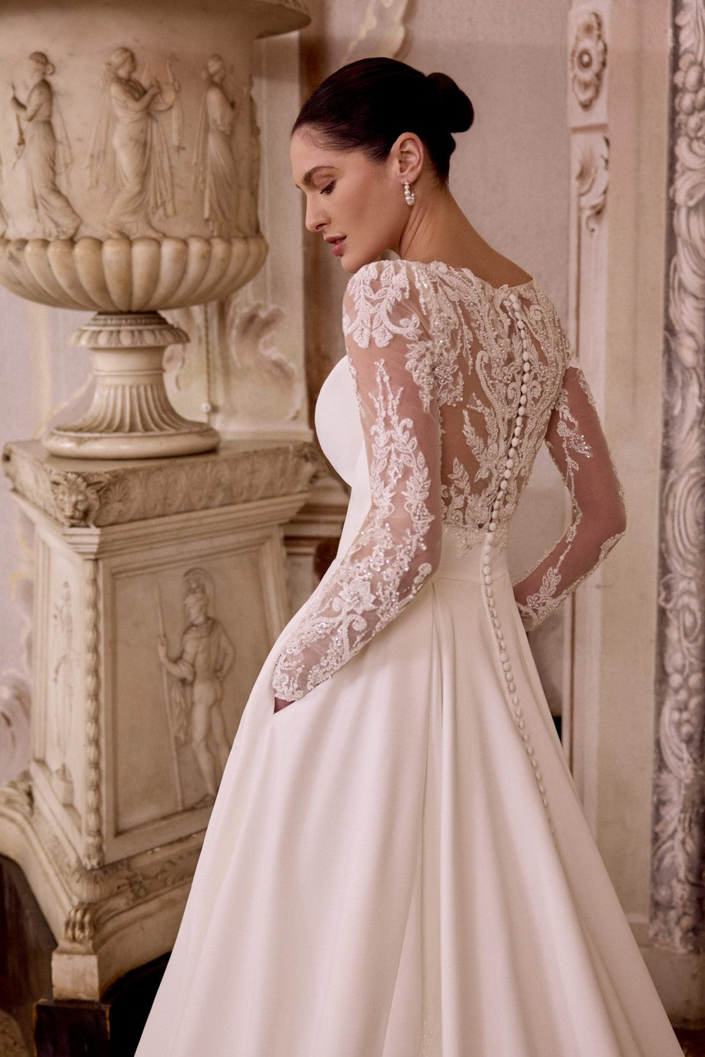 Plus-Size Classic Satin A-Line Wedding Dress With Illusion Sleeves | Kleinfeld Bridal Plus-Size Classic Satin A-Line Wedding Dress With Illusion Sleeves | Kleinfeld Bridal