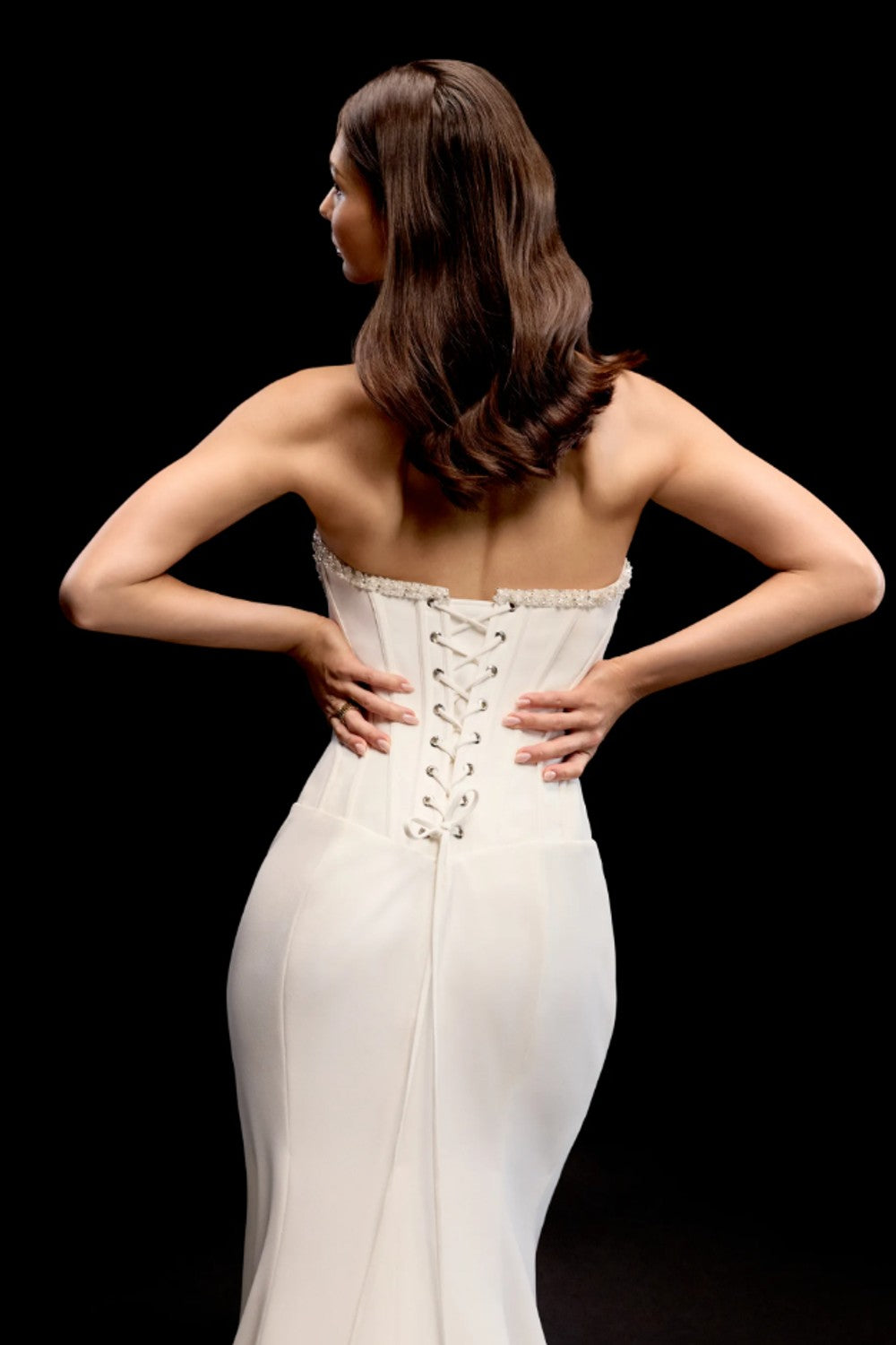 Glamorous Embellished Sheath Wedding Dress With Corset And Slit by Justin Alexander Signature — image 2 of 2