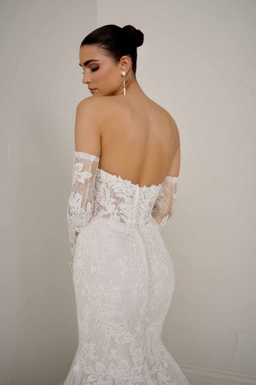 Strapless Lace Fit-And-Flare Wedding Dress With Detachable Sleeves by Justin Alexander Signature — image 5 of 5