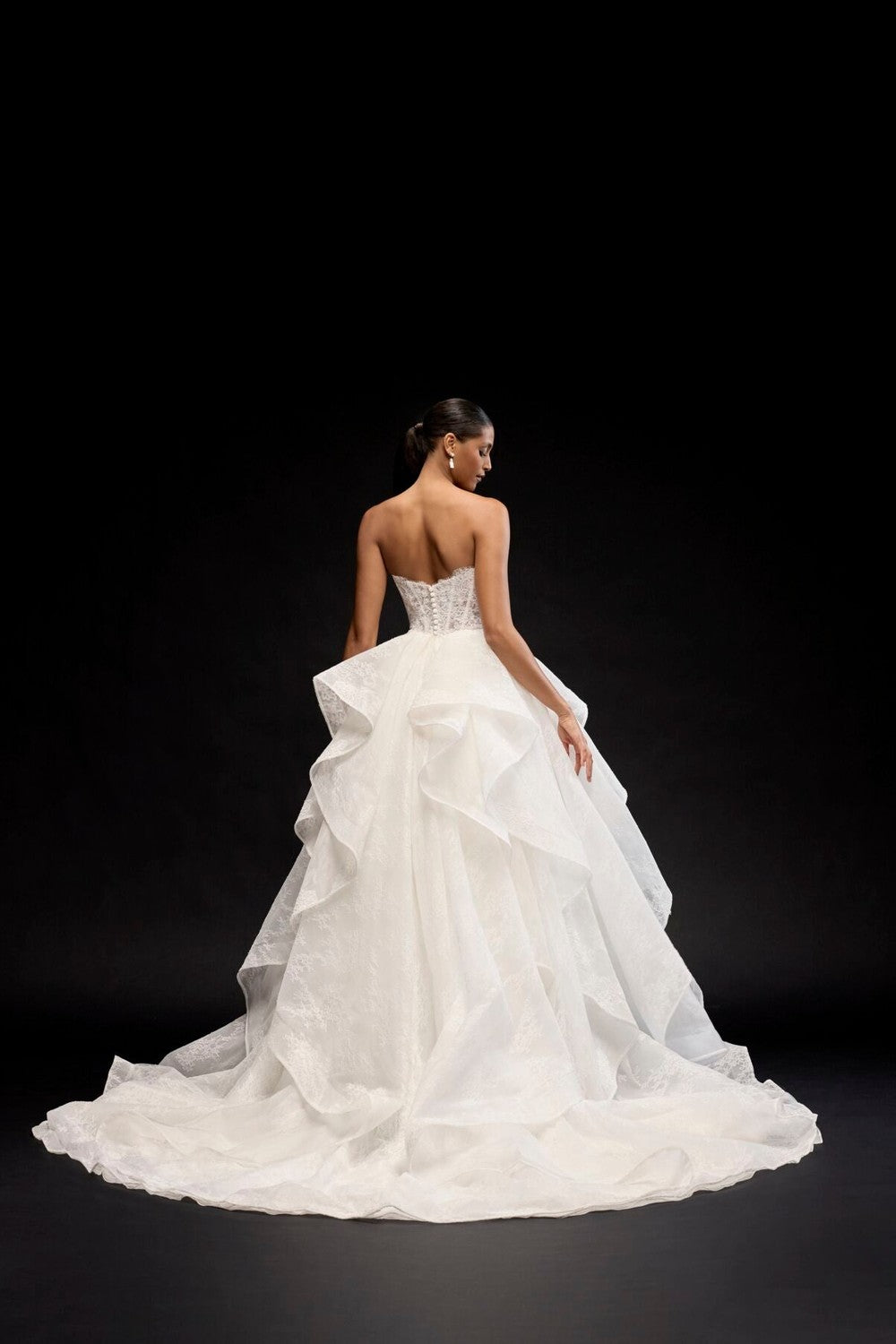 Whimsical And Romantic Tiered Lace Ball Gown by Justin Alexander Signature — image 2 of 2