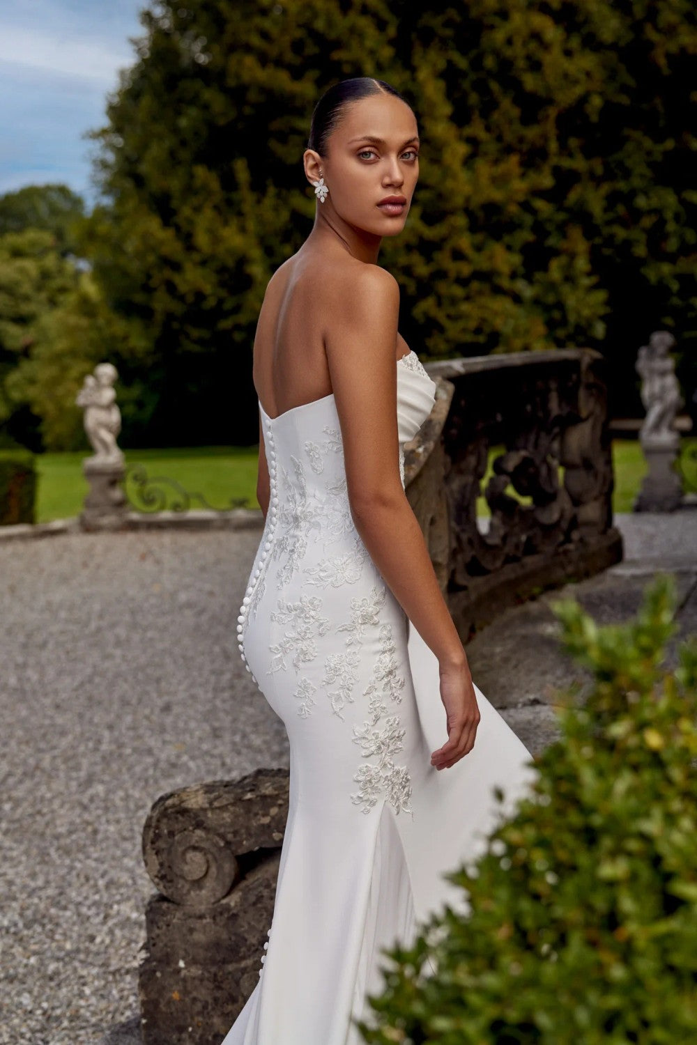 Sophisticated Fit-and-Flare Wedding Dress With Lace Appliqués by Justin Alexander — image 2 of 3