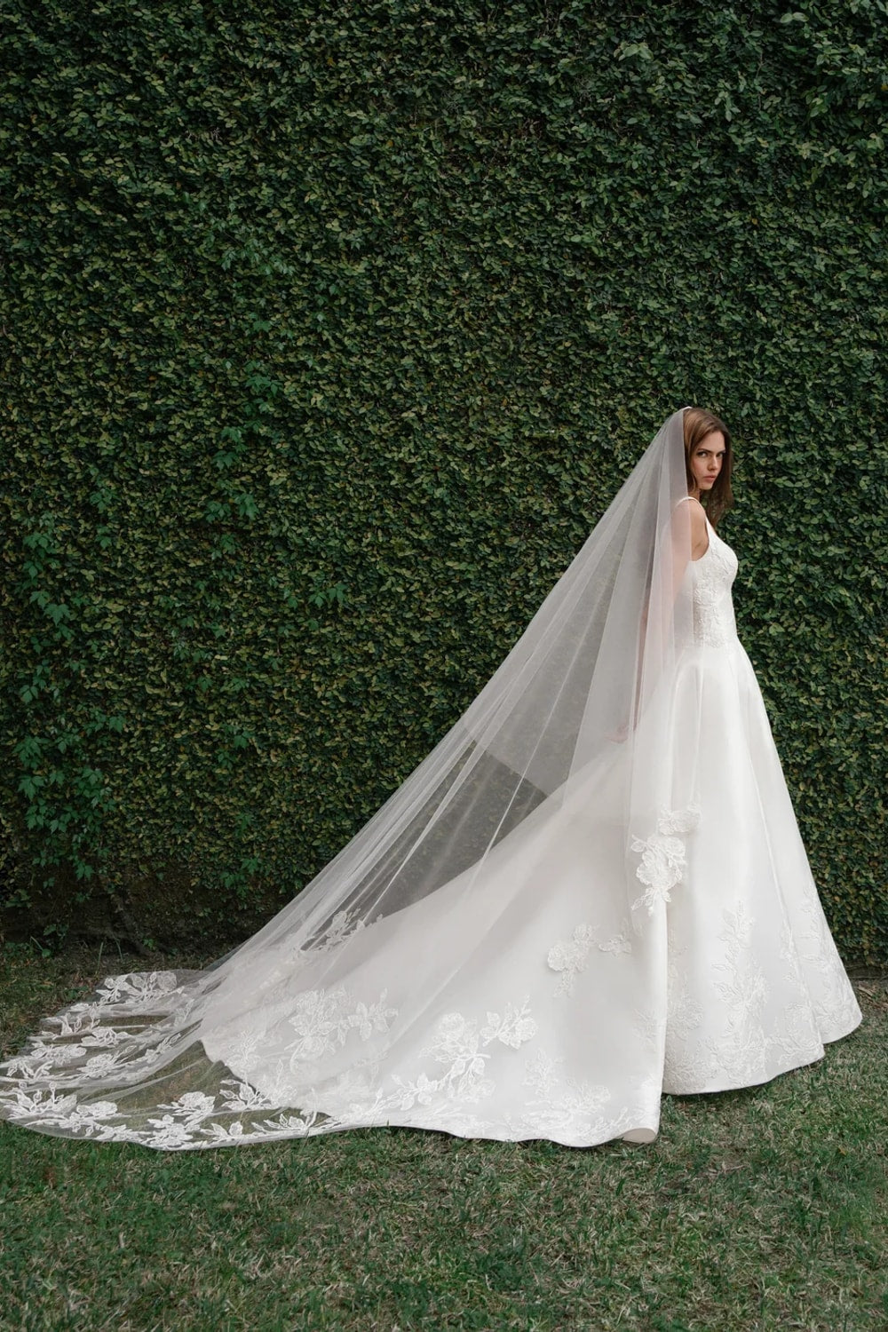 Classic A-Line Wedding Dress with Floral Embroidered Appliqués by Anne Barge — image 3 of 3