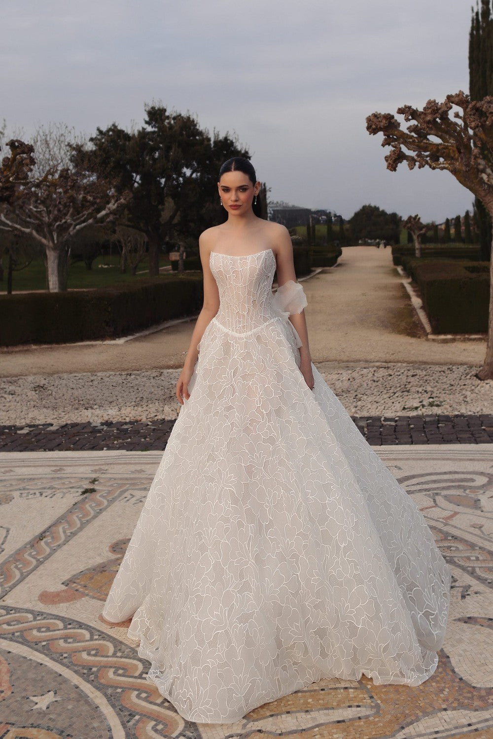 Chic And Romantic Floral A-Line Wedding Dress With Corset Bodice by Love by Pnina Tornai — image 1 of 2