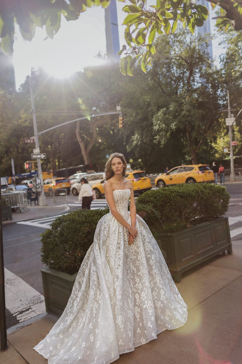 Plus-Size Romantic Basque-Waist Floral Lace Ball Gown by Love by Pnina Tornai