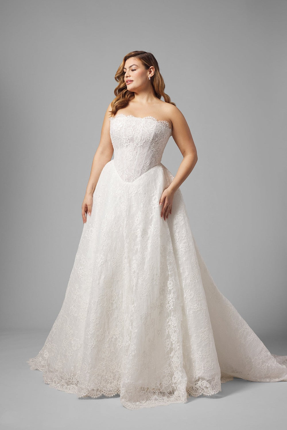 Plus-Size Romantic Basque-Waist Lace A-Line Wedding Dress by Love by Pnina Tornai — image 2 of 3