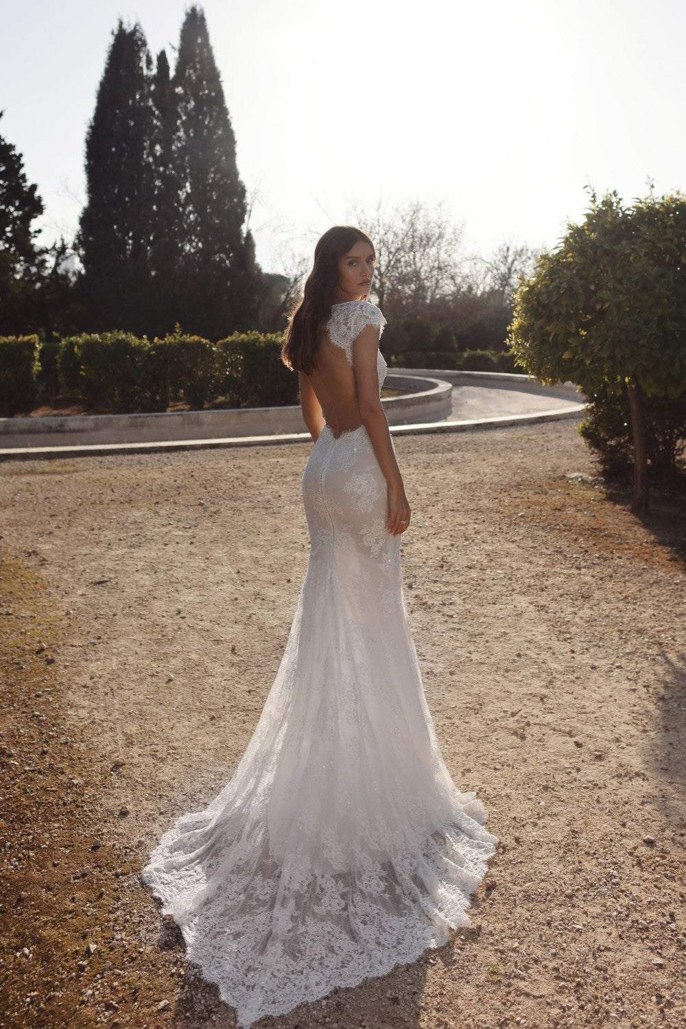 Romantic And Vintage Lace Cap Sleeve Sheath Wedding Dress by Love by Pnina Tornai — image 2 of 2