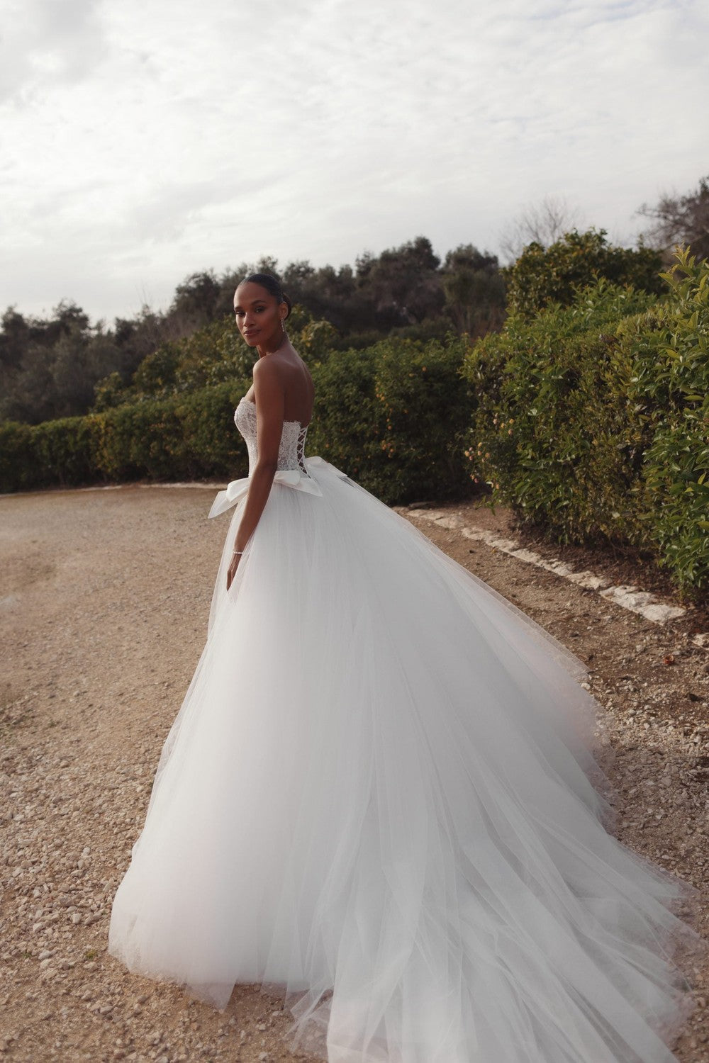 Romantic Lace And Tulle Ball Gown With Bows by Love by Pnina Tornai — image 2 of 2