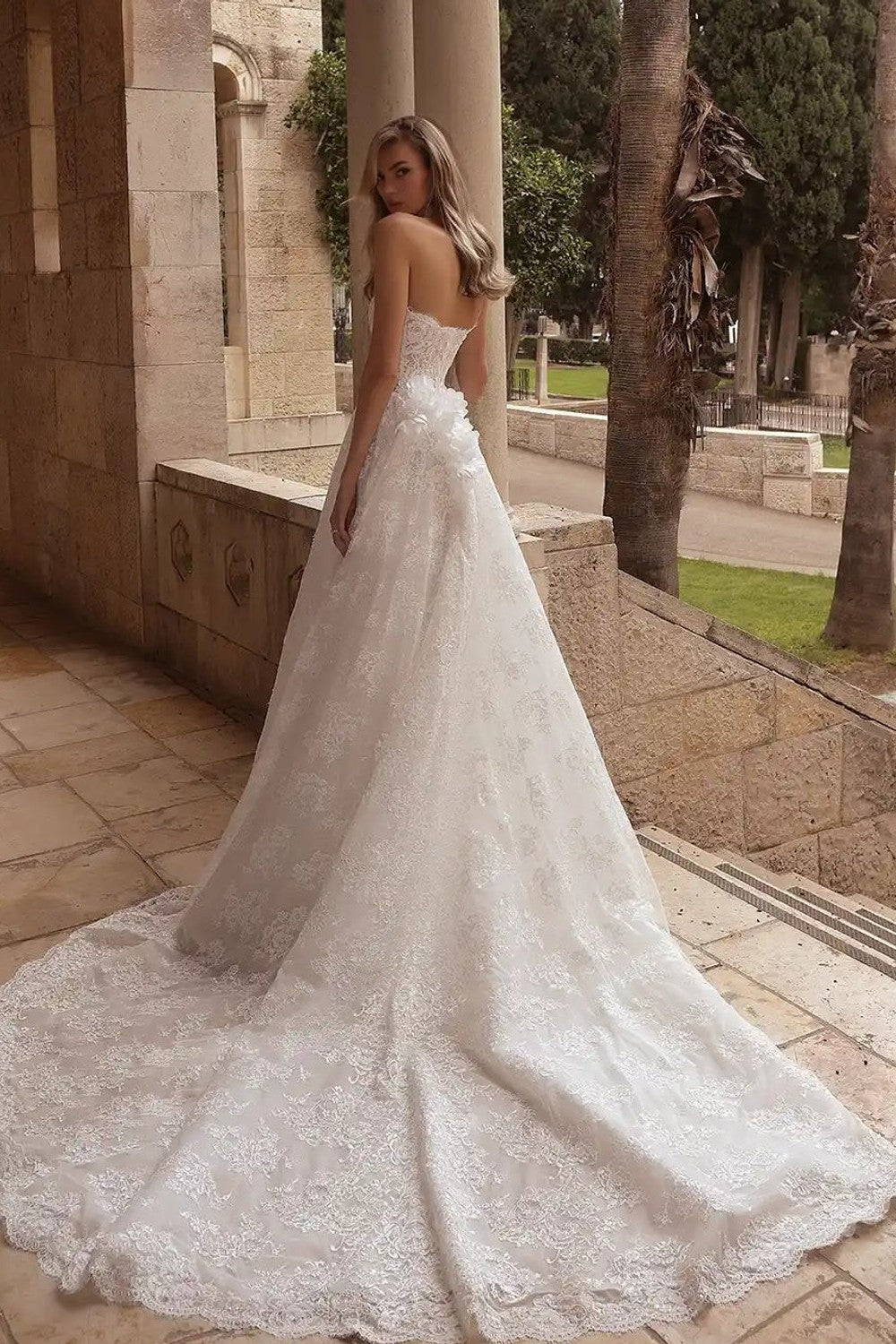 Romantic Lace Basque-Waist Ball Gown With 3D Florals by Love by Pnina Tornai — image 2 of 2