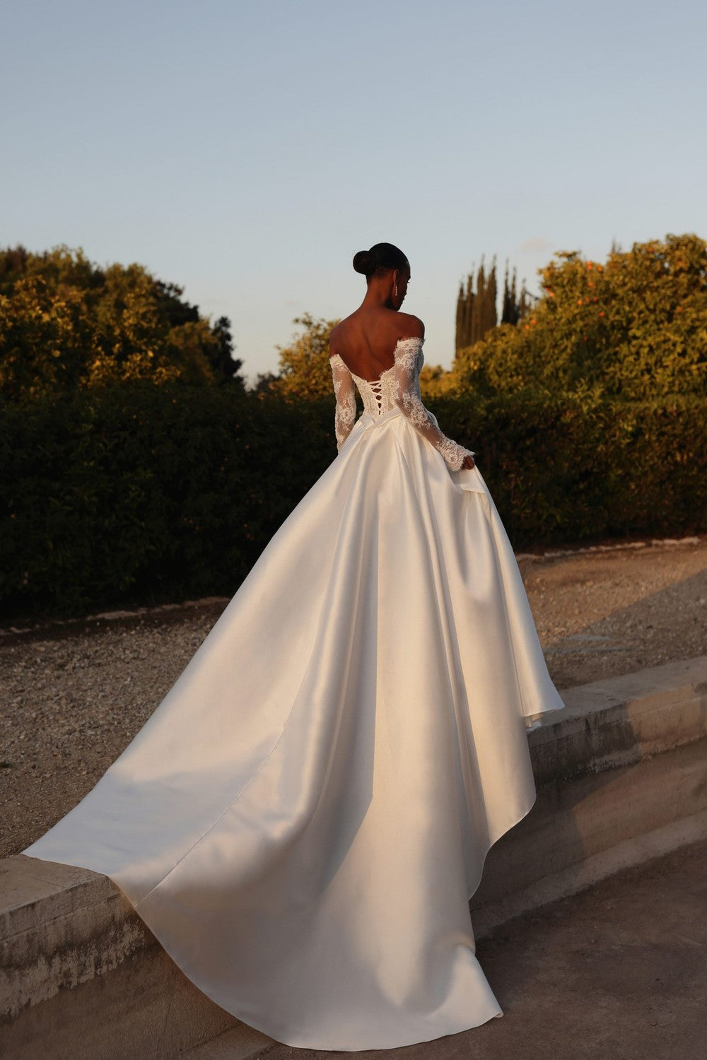 Romantic Off-The-Shoulder Long Sleeve Wedding Dress With Slit by Love by Pnina Tornai — image 2 of 2