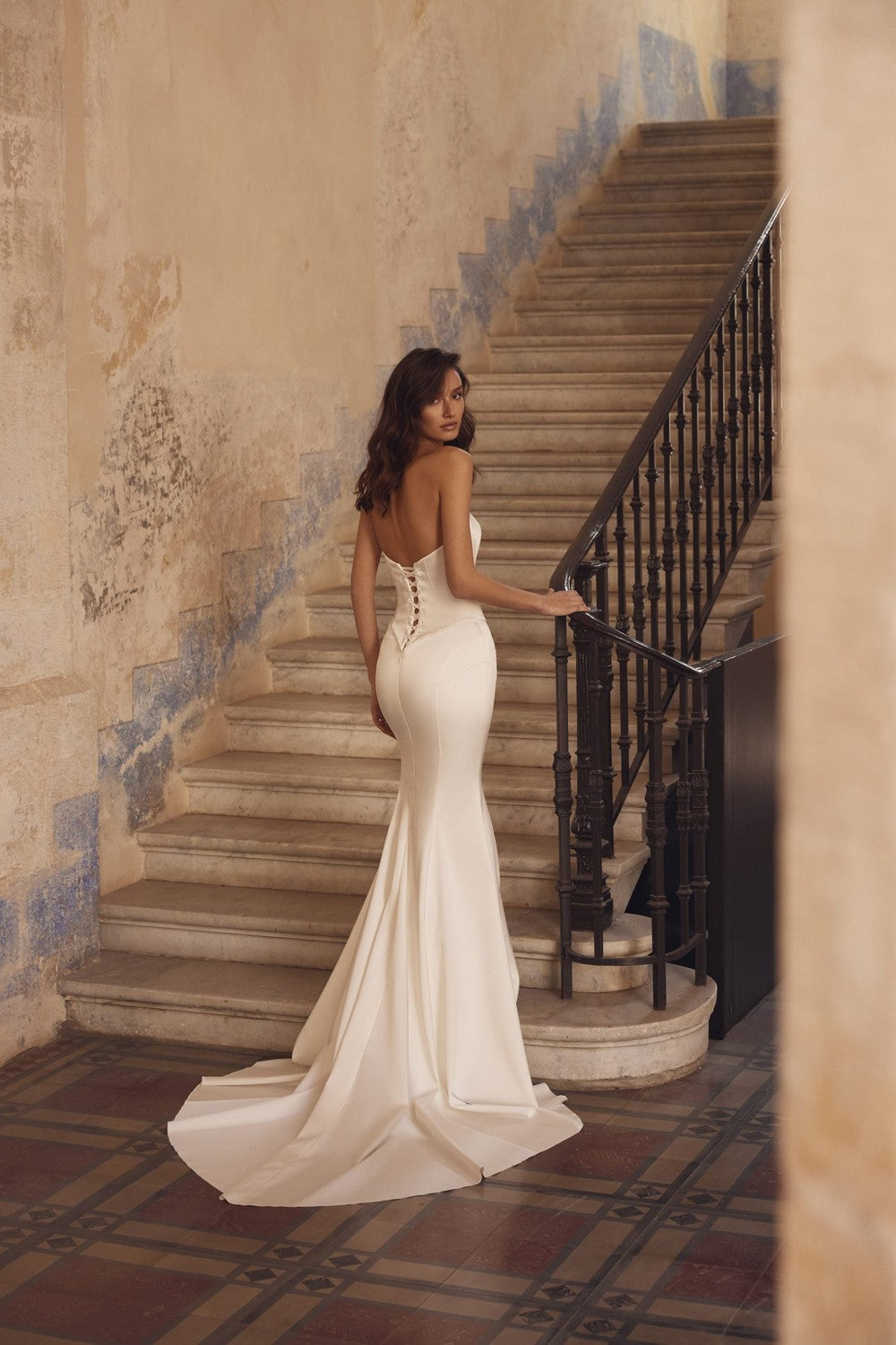 Plus-Size Satin Fit-and-Flare Wedding Dress With Detachable Bolero by Love by Pnina Tornai — image 2 of 2