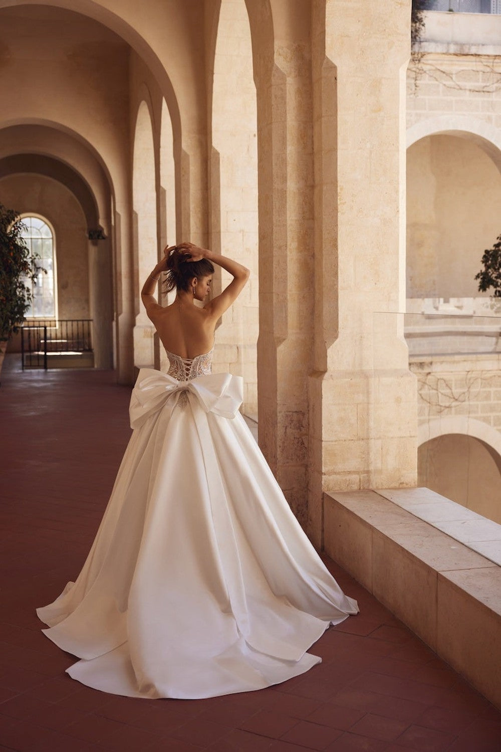 Strapless Crystal-Embellished Satin Ball Gown With Bow by Love by Pnina Tornai — image 2 of 2