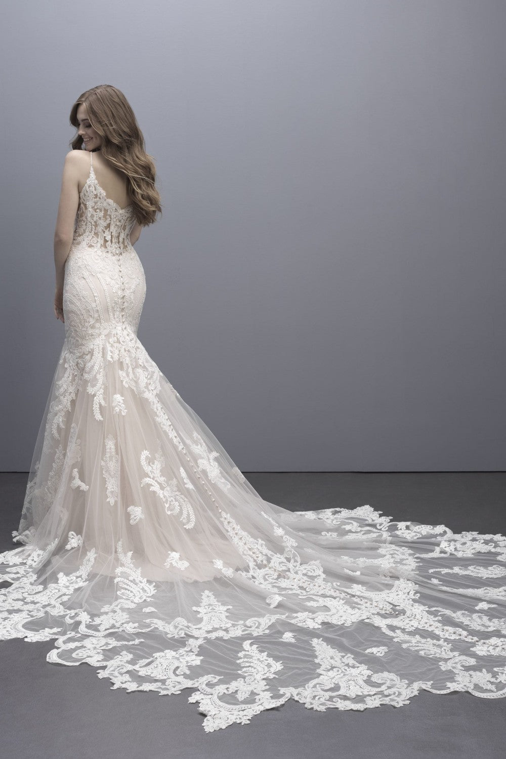Romantic And Elegant V-Neck Lace Fit-and-Flare Wedding Dress by Madison James — image 2 of 2