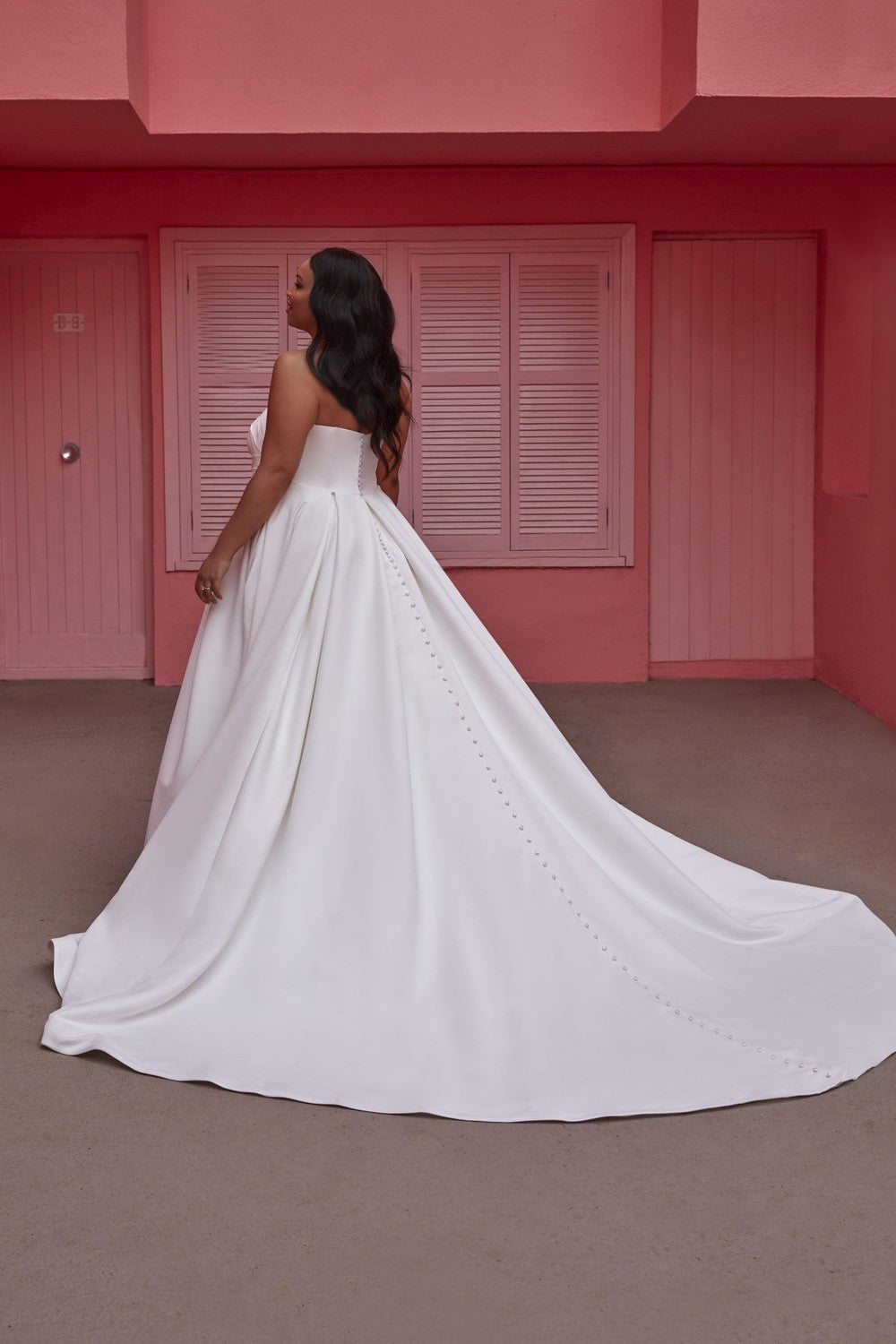 Simple And Classic Strapless Ball Gown With Slit And Buttons by Madison James — image 2 of 2
