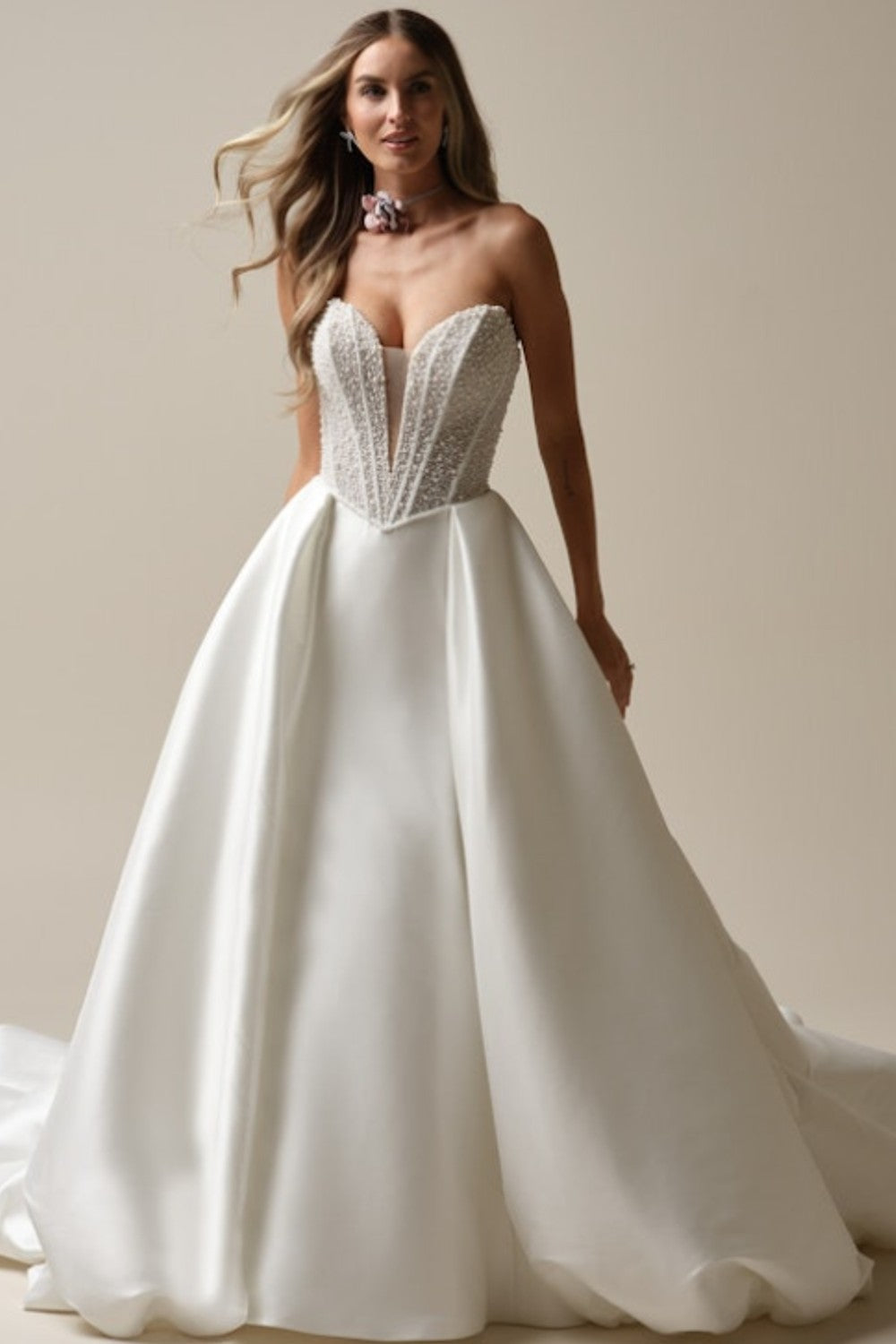 Embellished Fit-And-Flare Wedding Dress With Detachable Overskirt by Maggie Sottero — image 2 of 3