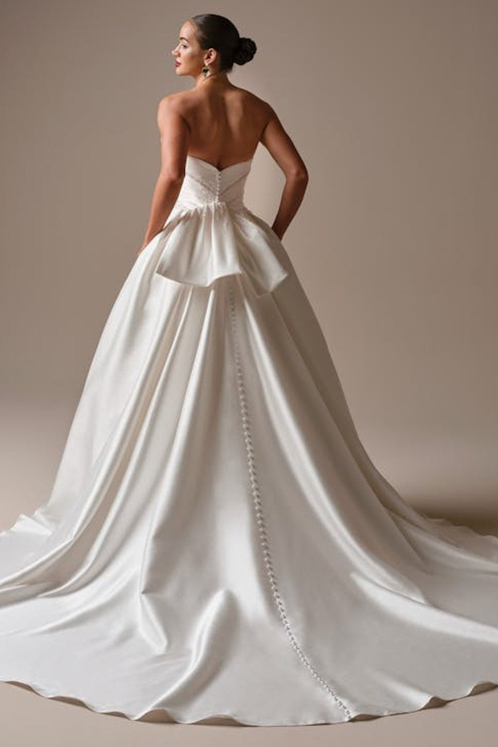 Chic And Modern Pearl-Adorned A-Line Wedding Dress With Buttons And Slit by Maggie Sottero — image 4 of 4