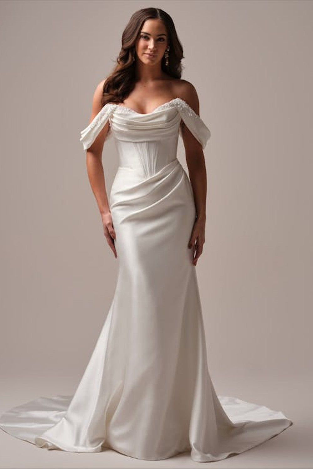 Plus-Size Chic Pearl-Embellished Fit-And-Flare Wedding Dress With Overskirt by Maggie Sottero — image 2 of 3