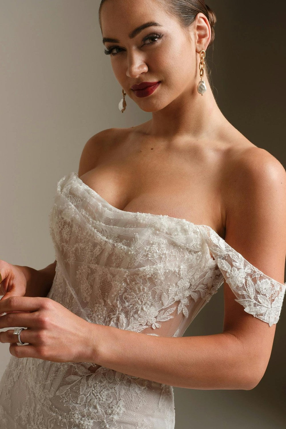 Plus-Size Modern And Unique Sheath Wedding Dress With Detachable Overskirt by Maggie Sottero — image 6 of 7