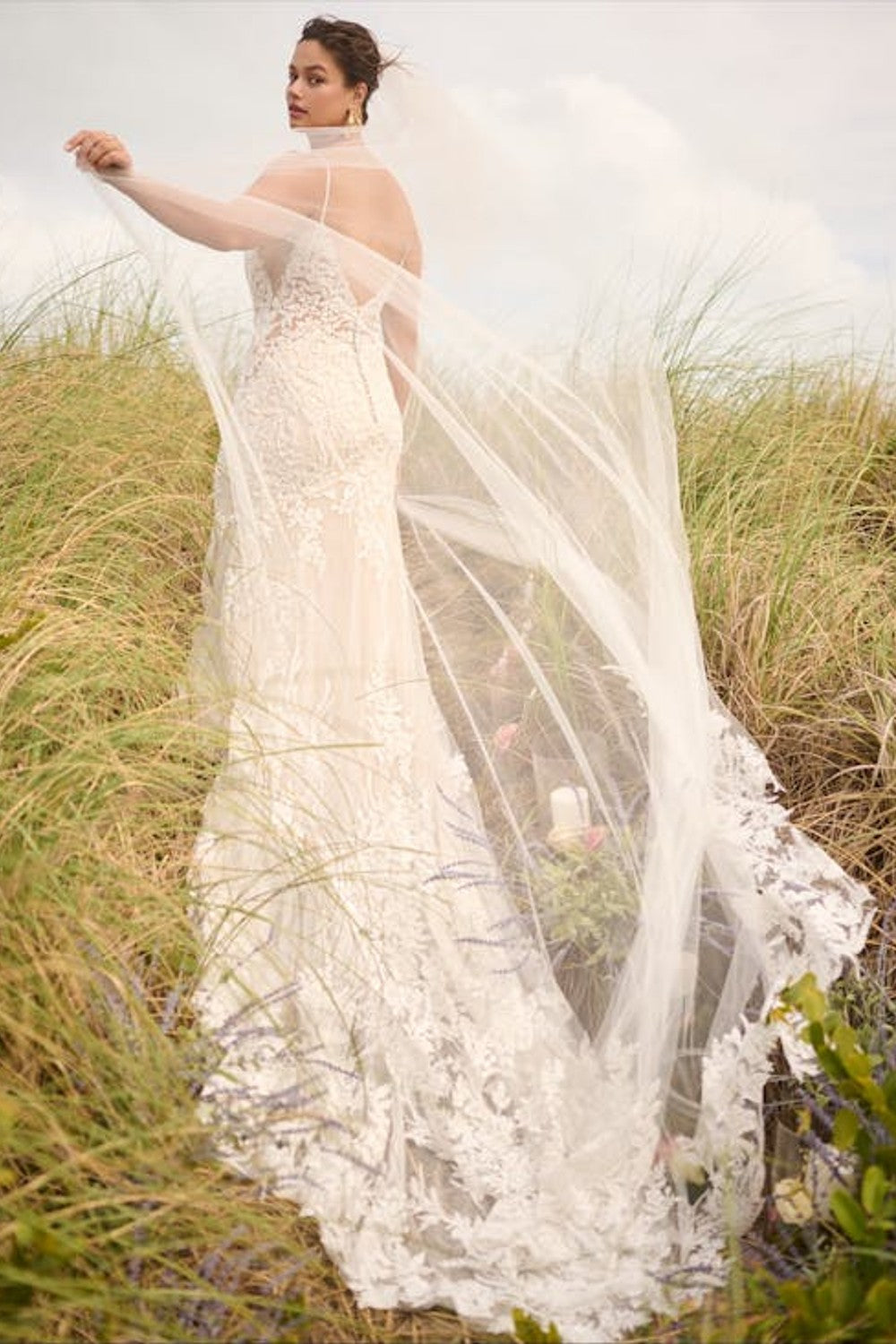 Plus-Size V-Neck Lace Fit-And-Flare Wedding Dress With Open Back by Maggie Sottero — image 2 of 2