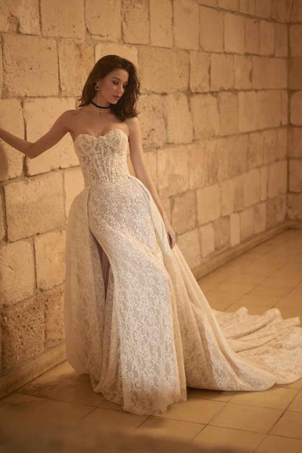 Romantic And Dramatic Sparkly Lace Fit-And-Flare Wedding Dress With Detachable Accessories by Maggie Sottero — image 2 of 5