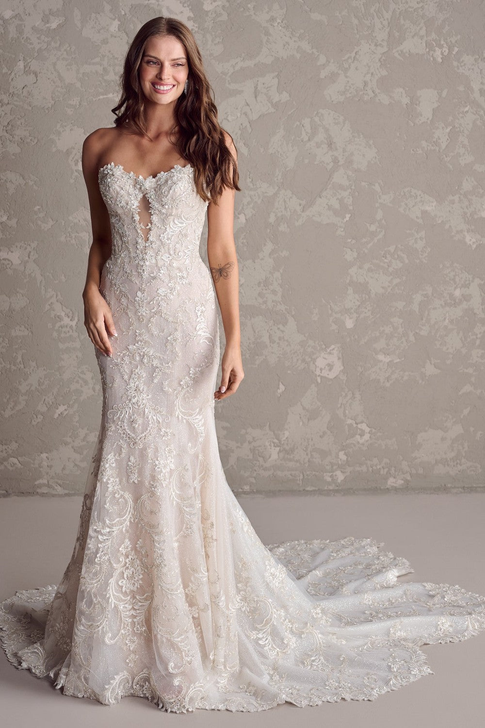 Plus-Size Off-the-Shoulder Sweatheart Fit-and-Flare Wedding Dress by Maggie Sottero — image 1 of 5