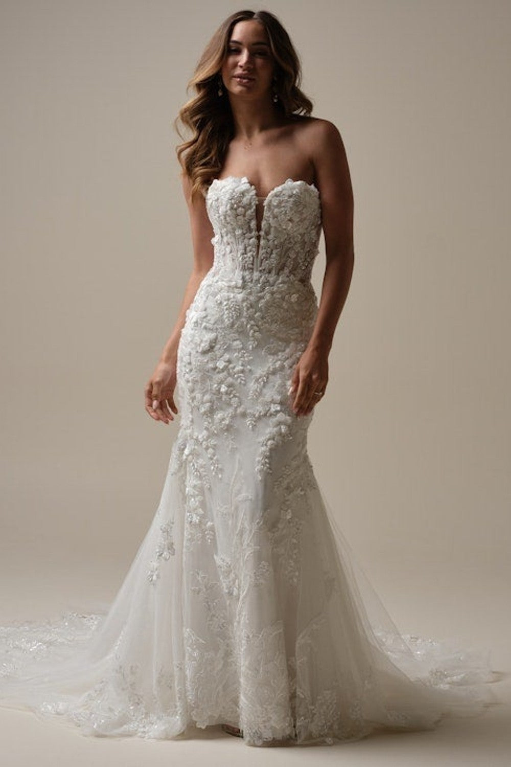 Romantic Off-The-Shoulder Fit-And-Flare Wedding Dress by Maggie Sottero — image 1 of 4