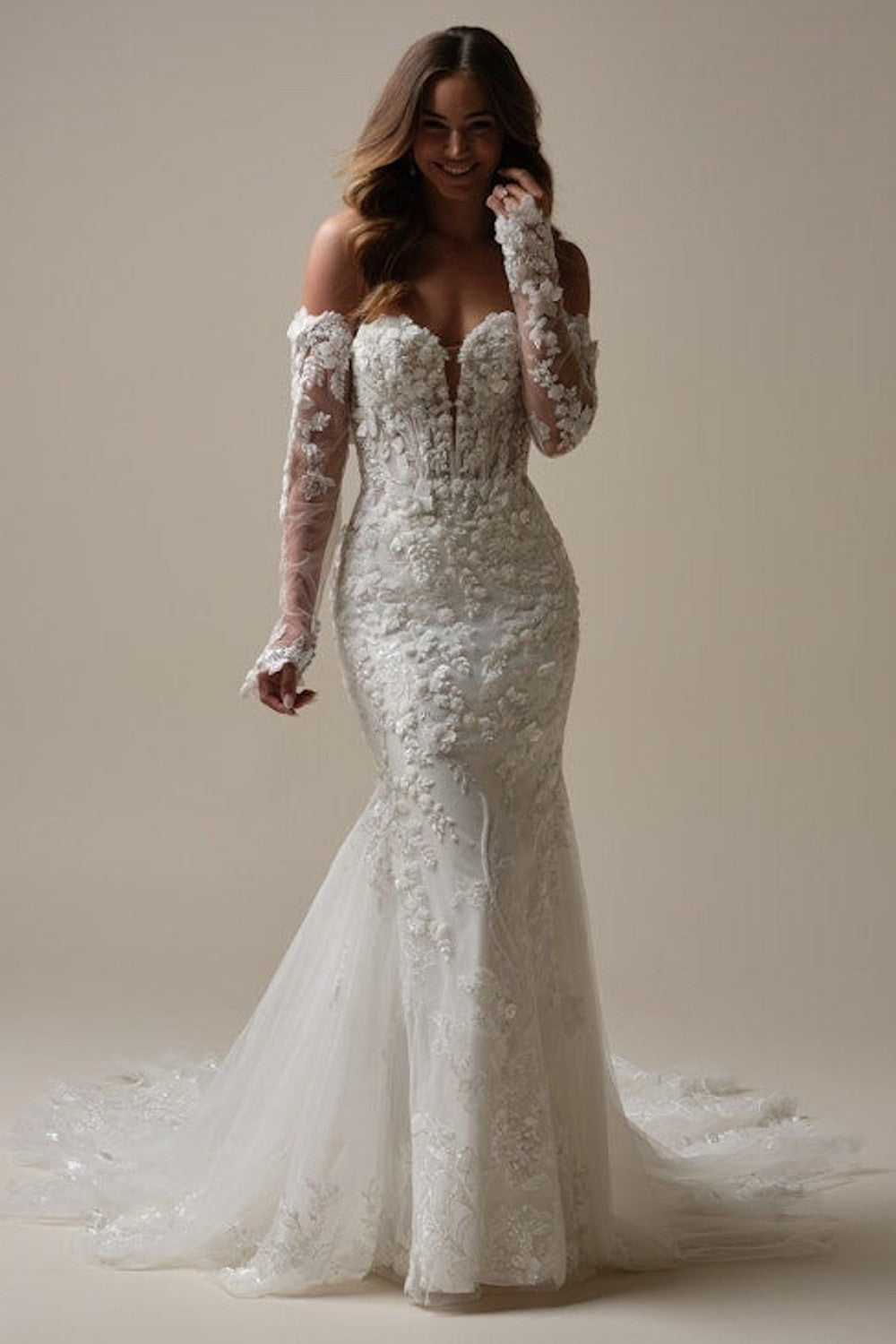 Romantic Off-The-Shoulder Fit-And-Flare Wedding Dress by Maggie Sottero — image 3 of 4