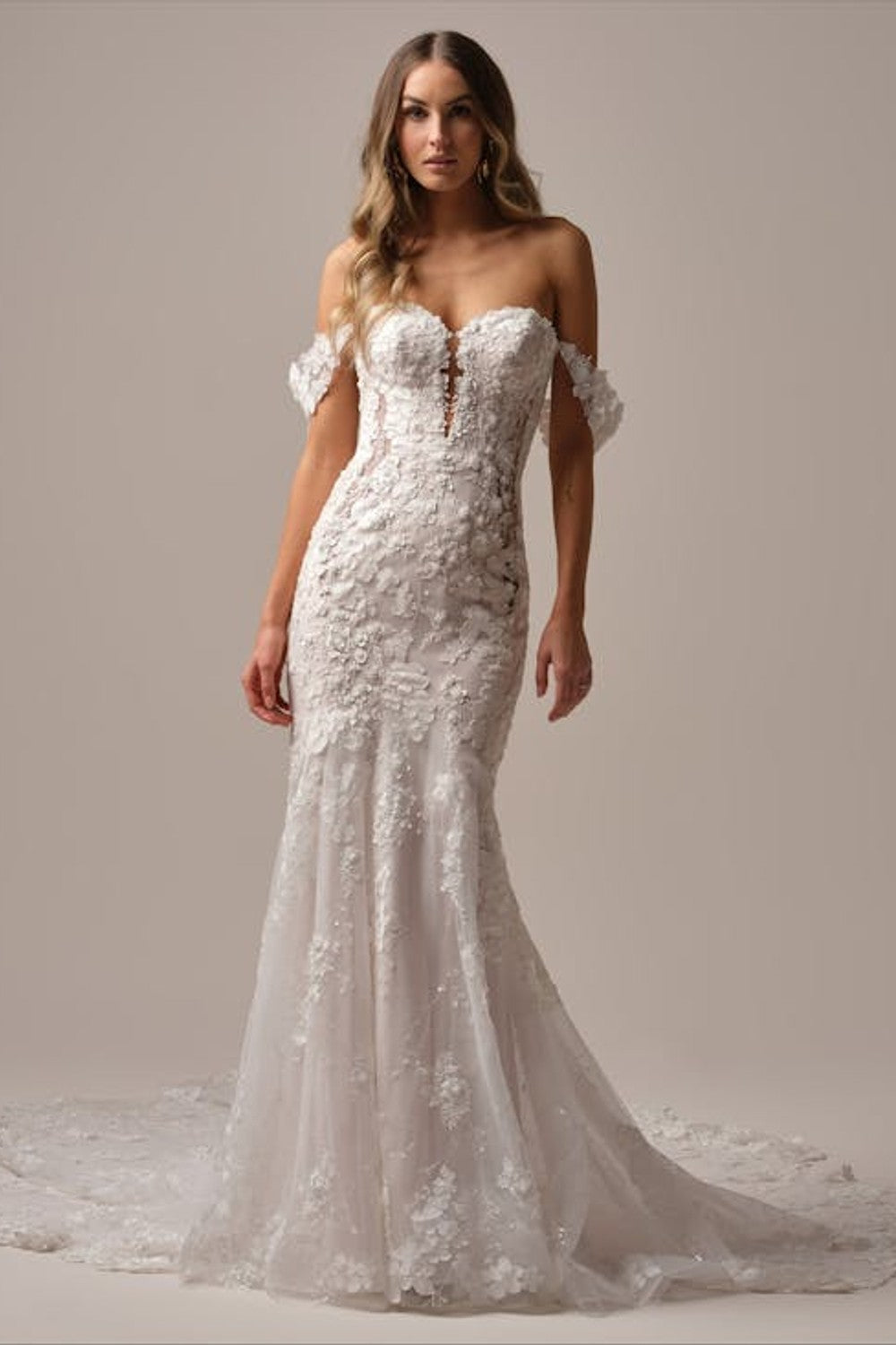 Strapless Floral-Embroidered Fit-And-Flare Wedding Dress With Buttons by Maggie Sottero — image 3 of 4