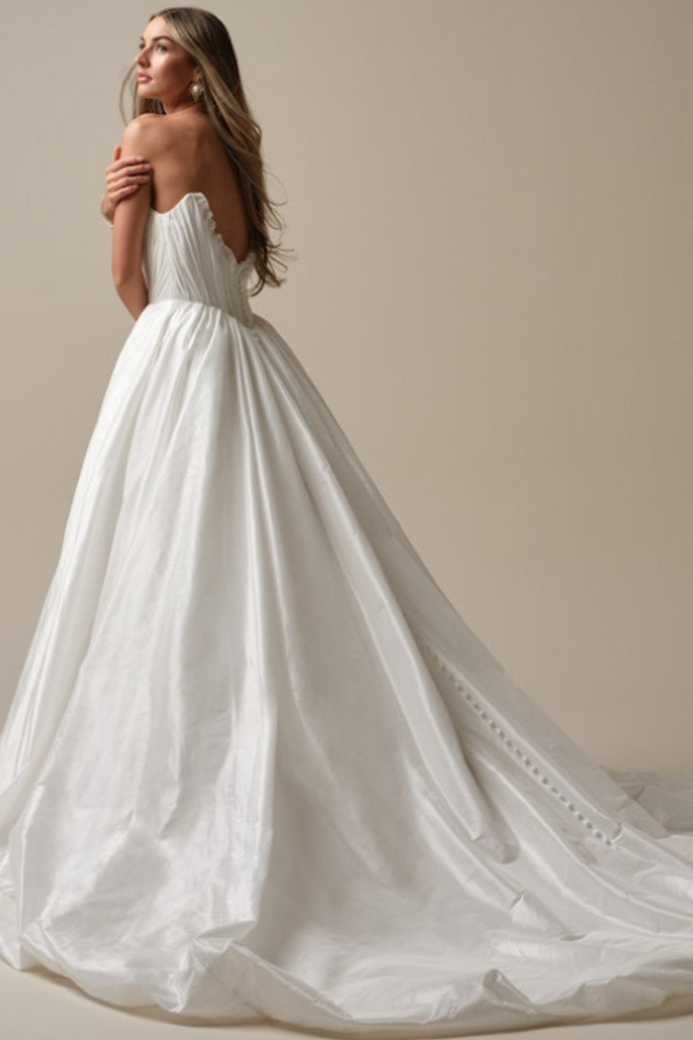 Strapless Silk Taffeta Ball Gown With Slit And Buttons by Maggie Sottero — image 2 of 2