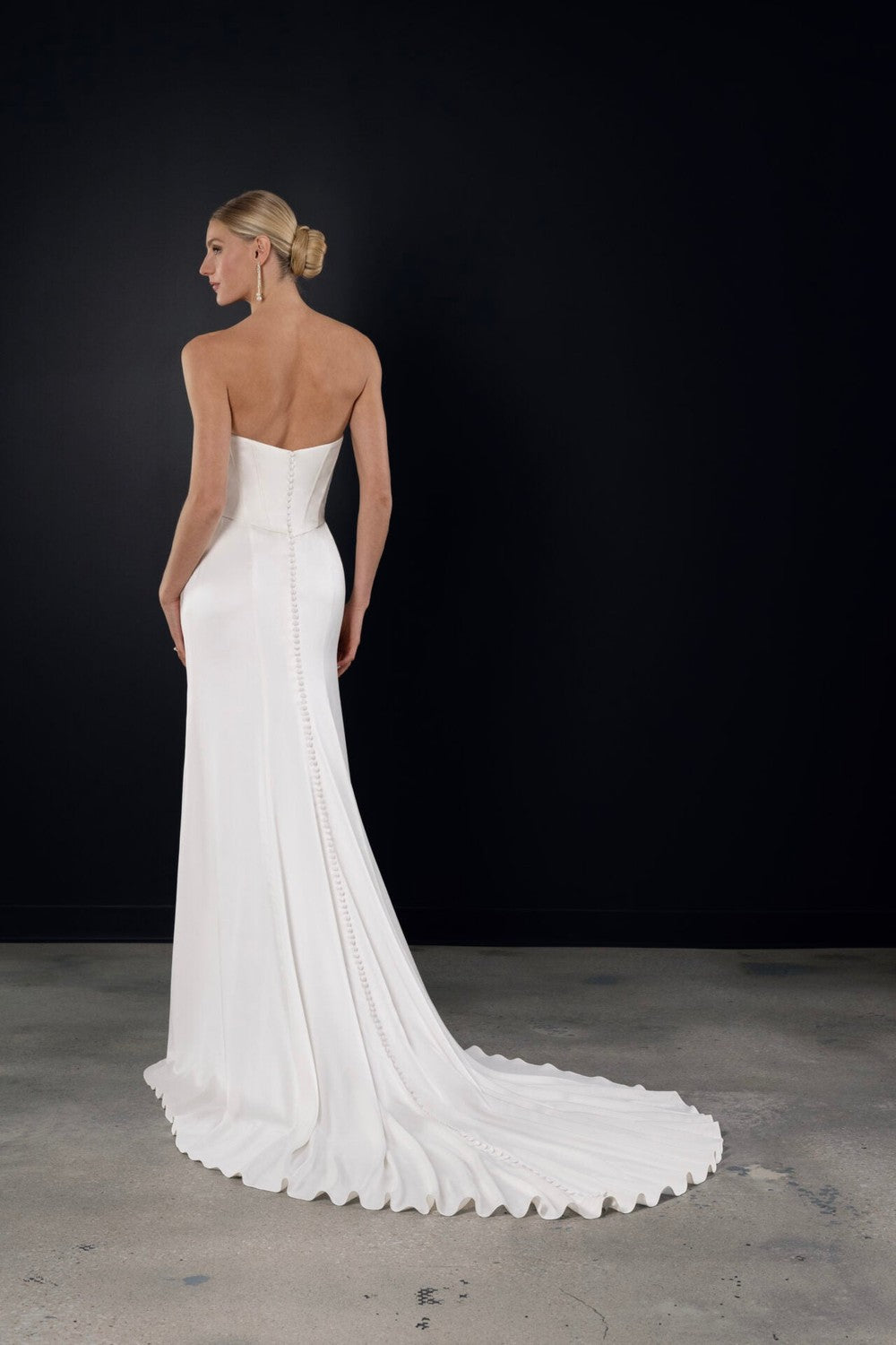 Chic And Modern Satin Sheath Wedding Dress With Buttons by Martina Liana — image 2 of 2