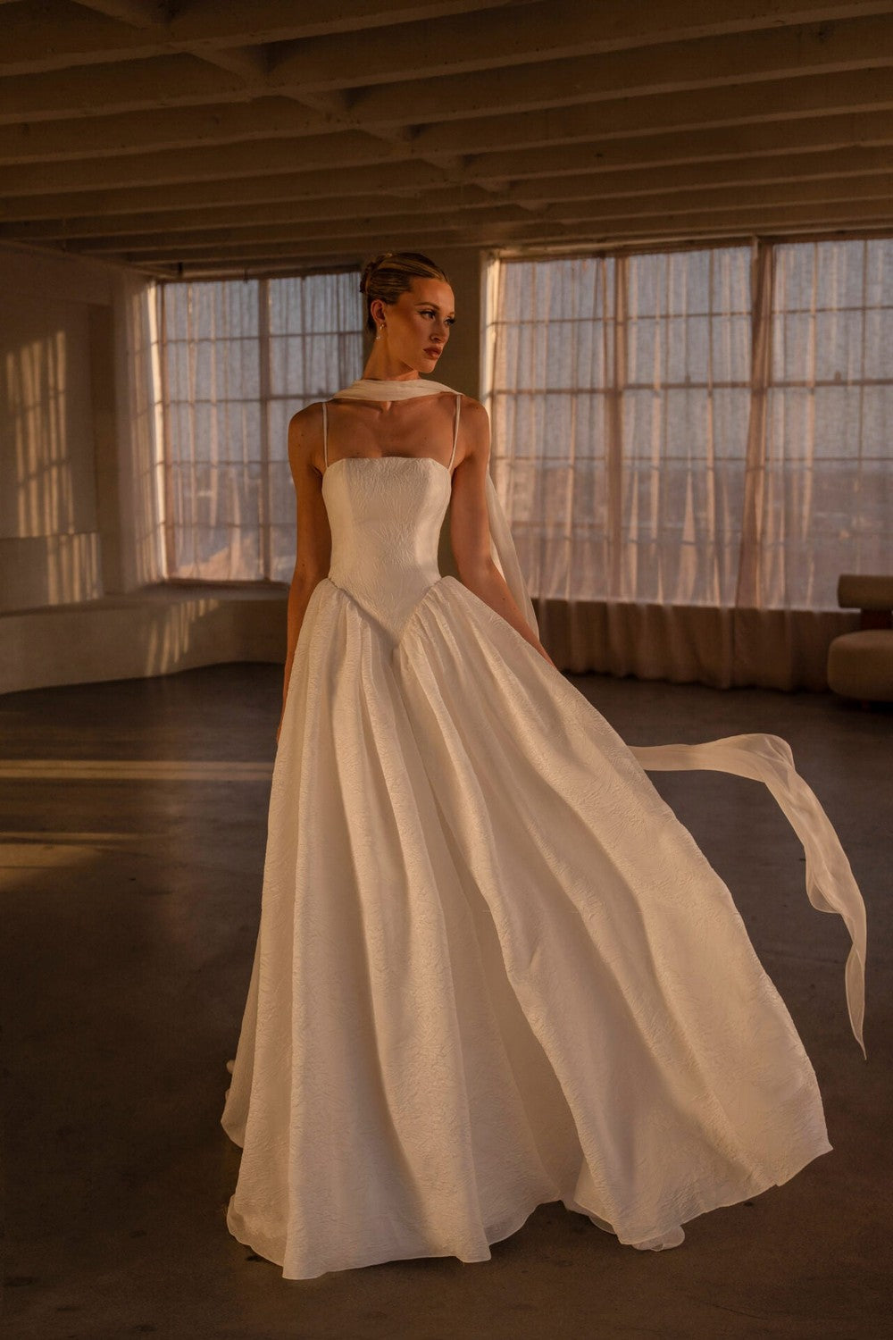 Chic And Simple Silk Organza Basque-Waist Ball Gown With Buttons by Martina Liana — image 1 of 4