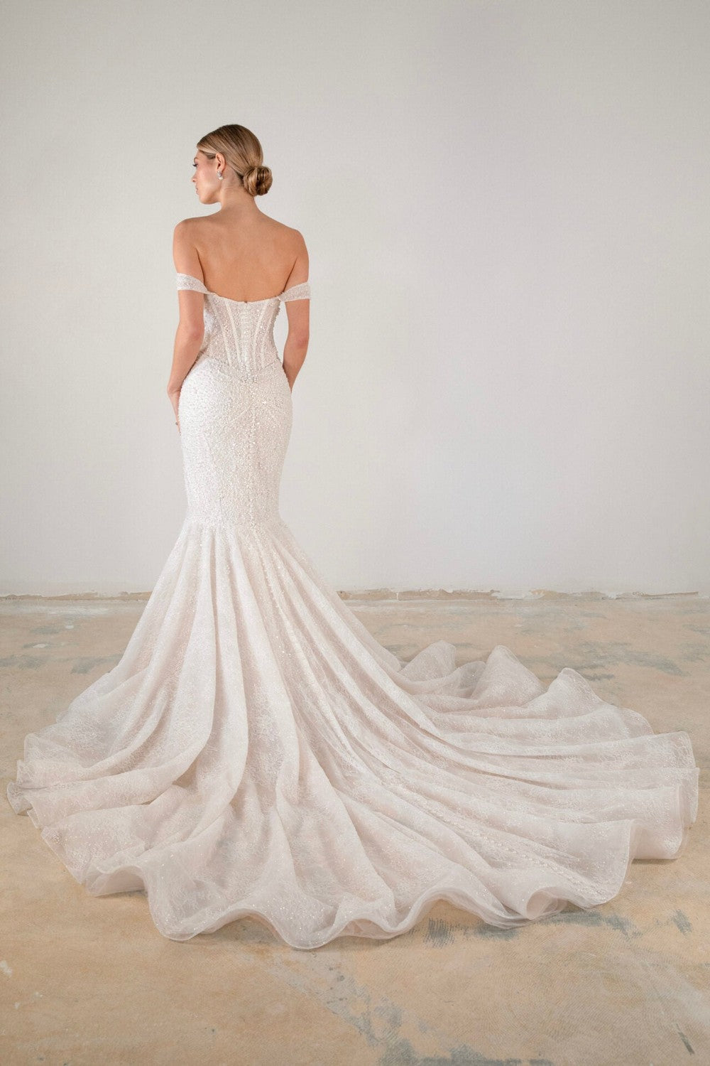 Embellished Off-the-Shoulder Fit-and-Flare Wedding Dress by Martina Liana Luxe — image 2 of 2