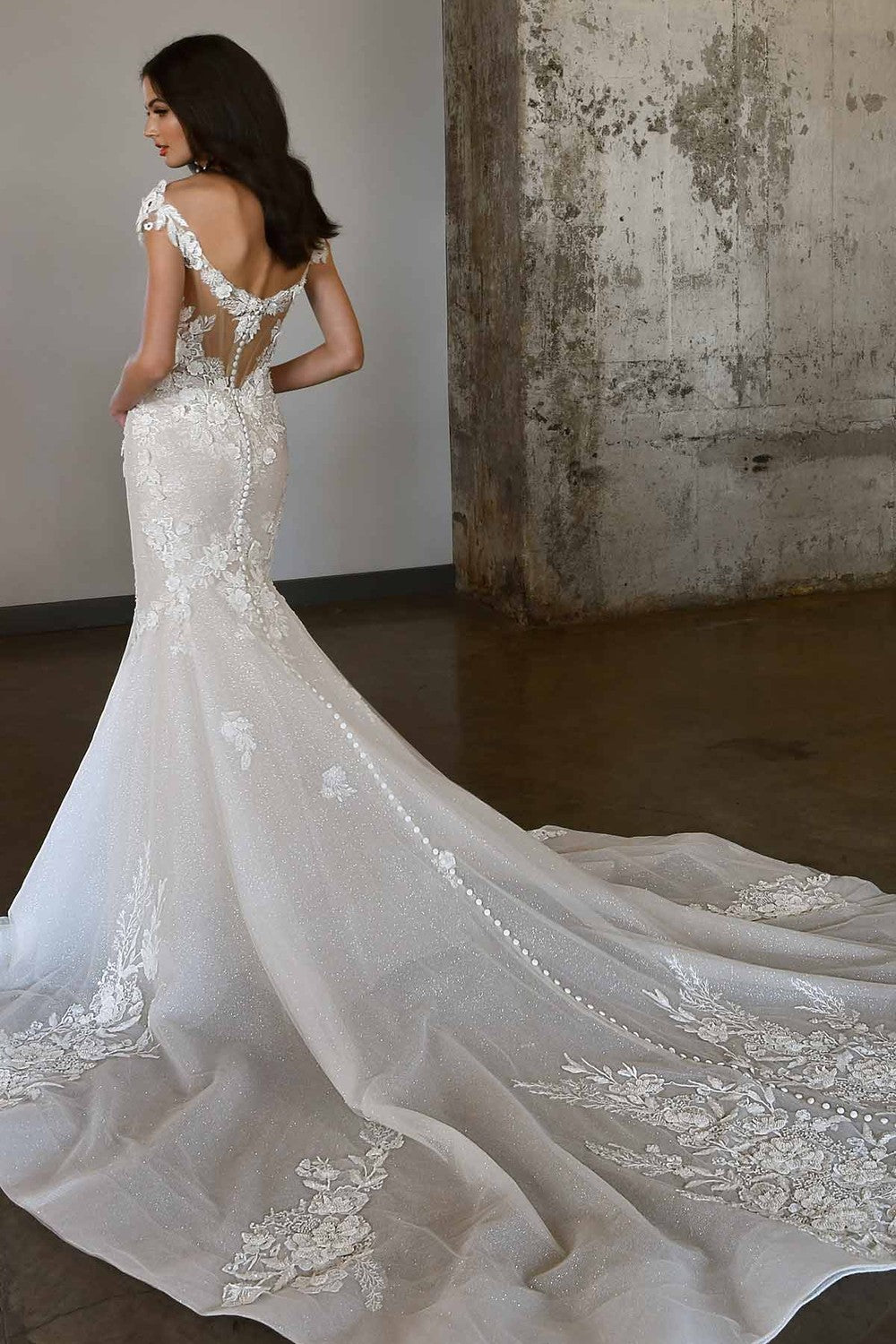 GLAMOROUS FIT-AND-FLARE WEDDING DRESS WITH CAP SLEEVES by Martina Liana Luxe — image 2 of 2