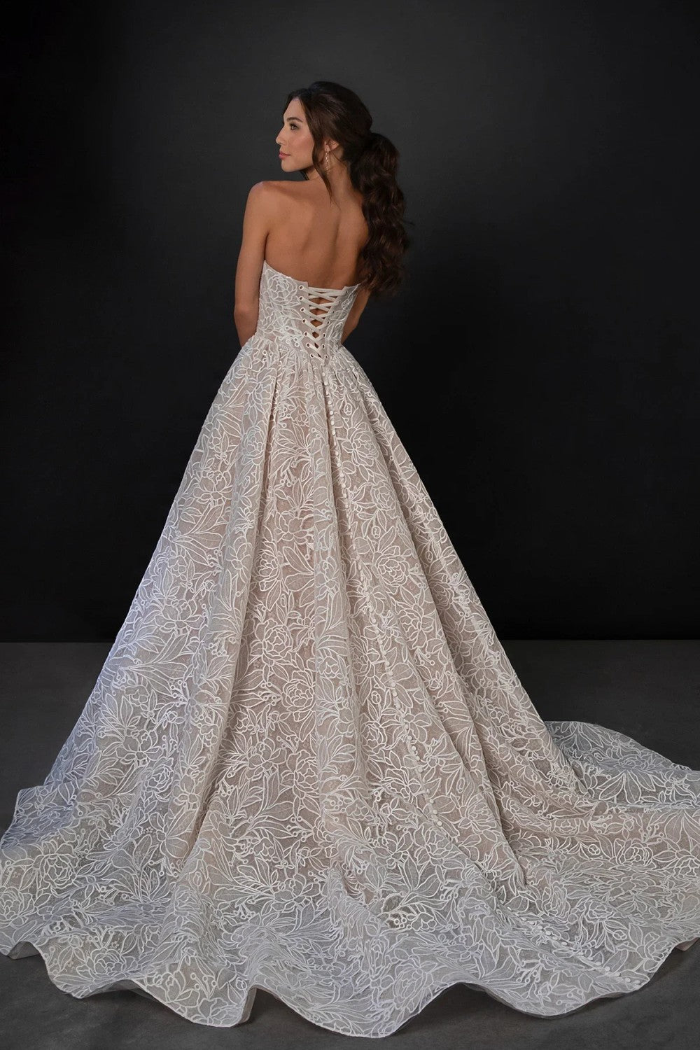 Romantic And Modern Laser-Cut Lace Basque-Waist Ball Gown by Martina Liana — image 2 of 4