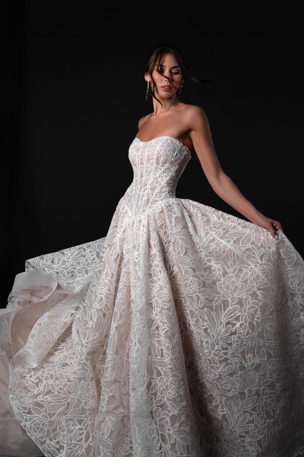 Romantic And Modern Laser-Cut Lace Basque-Waist Ball Gown by Martina Liana — image 3 of 4