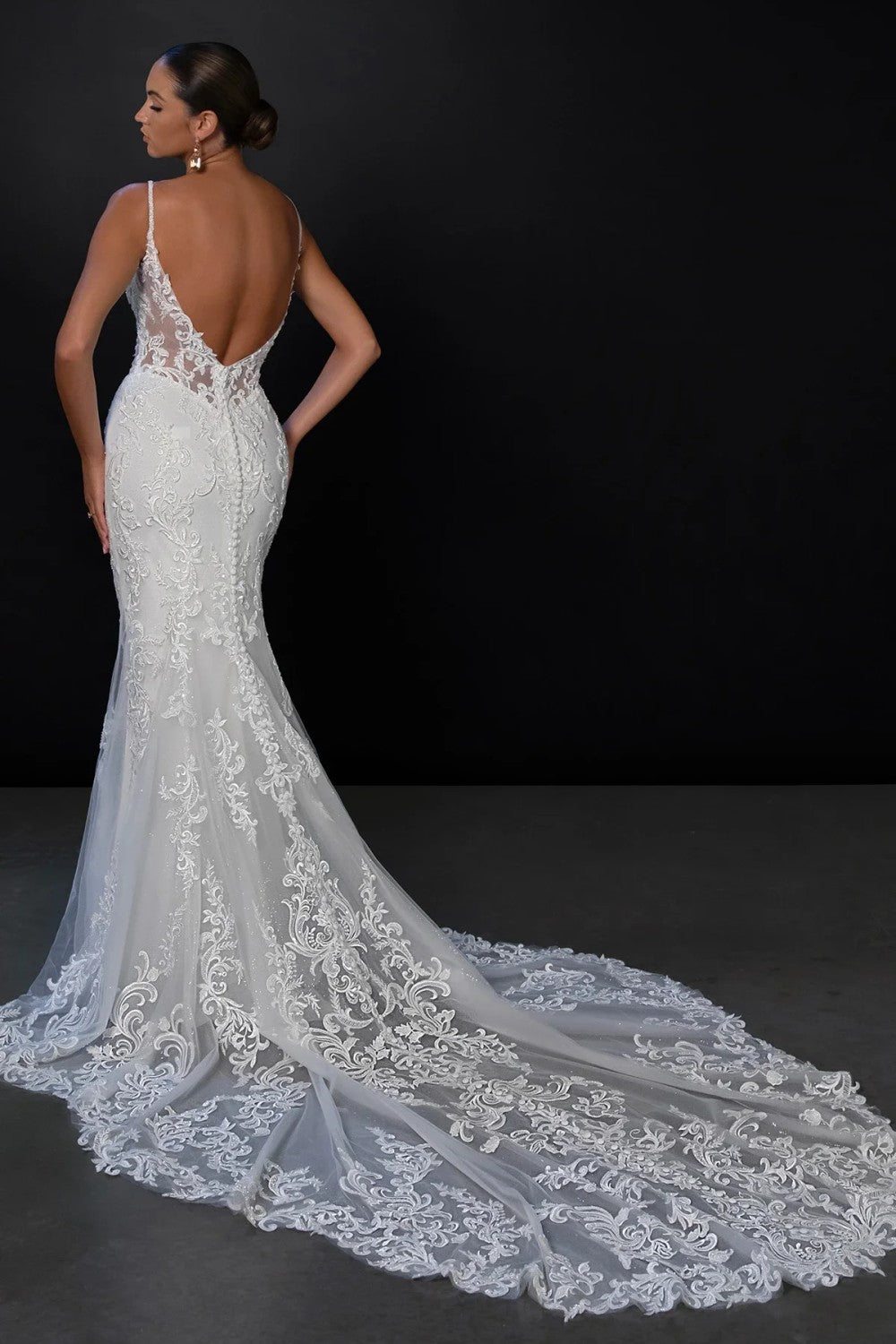 Romantic Embellished Lace Fit-And-Flare Wedding Dress With Open Back by Martina Liana — image 2 of 2