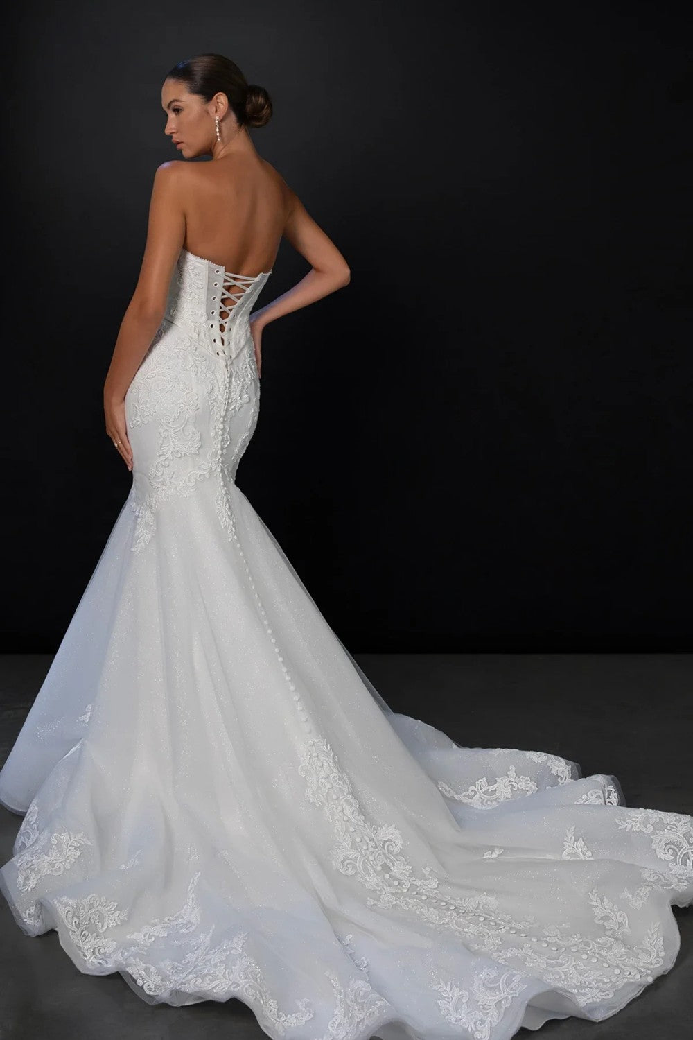 Sparkly Lace Two-Piece Fit-And-Flare Wedding Dress With Buttons by Martina Liana — image 2 of 4