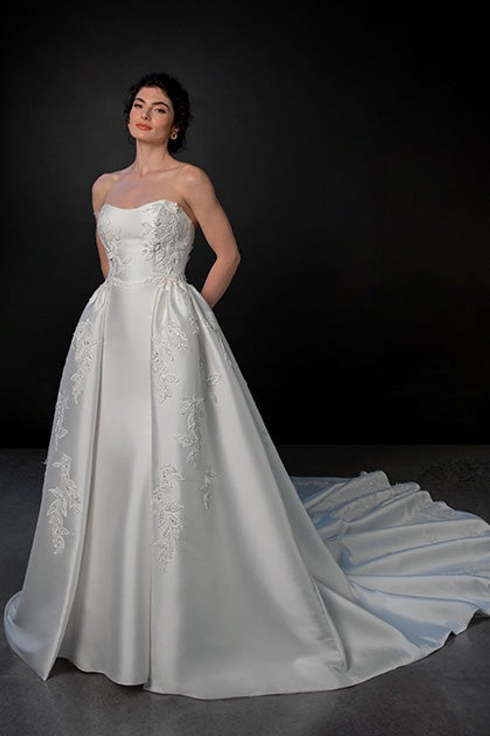 3D Floral Silk Fit-And-Flare Wedding Dress With Detachable Overskirt by Martina Liana — image 2 of 5