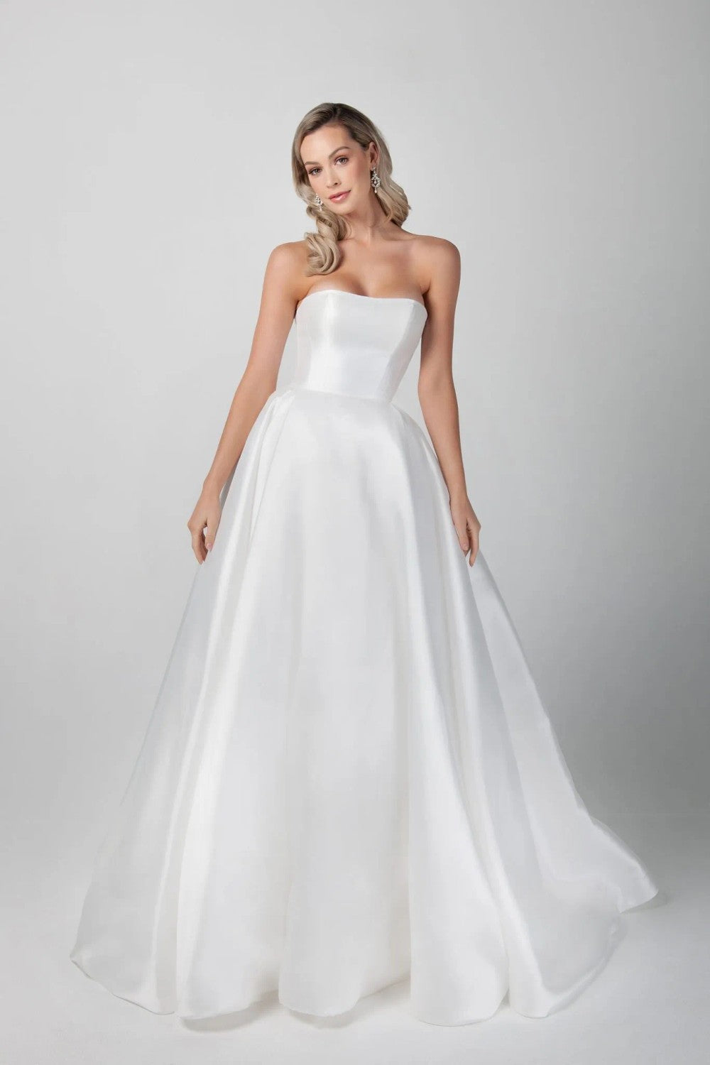 Chic And Simple Strapless Ball Gown With Buttons by Michelle Roth — image 1 of 2