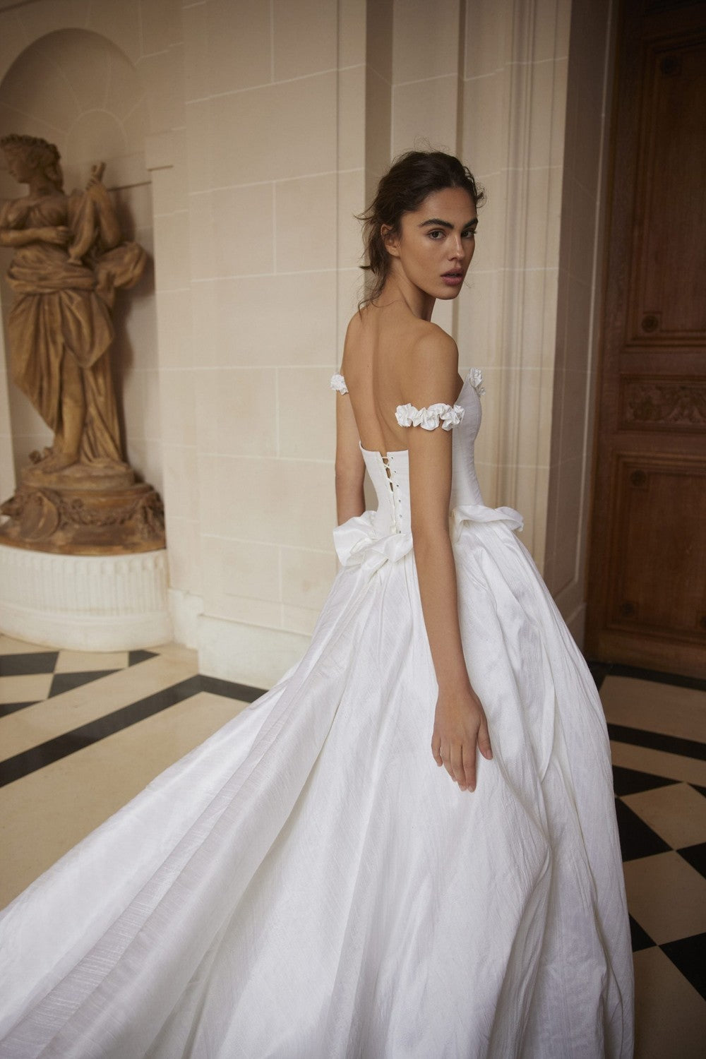 Timeless And Sophisticated Basque-Waist A-Line Wedding Dress by Netta BenShabu Elite Couture — image 2 of 2