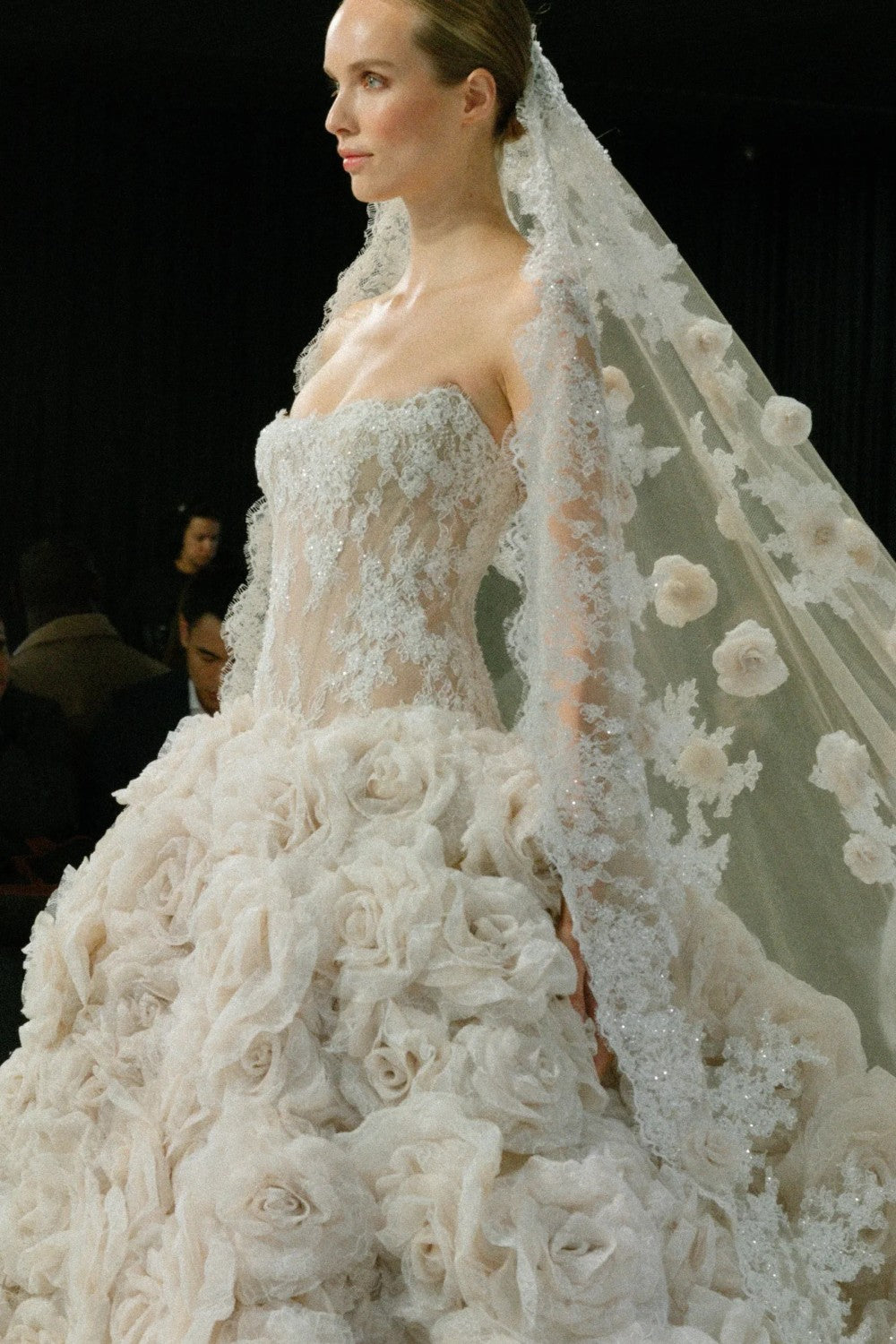 Dramatic Floral Ball Gown With Embroidered Bodice by Nicole + Felicia — image 2 of 3