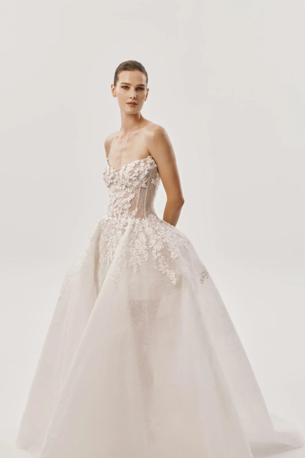 Ethereal And Romantic Sheer Lace Ball Gown by Nicole + Felicia For Kleinfeld — image 1 of 3