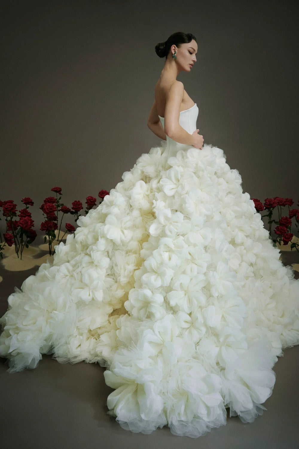 Romantic And Dramatic 3D Floral Ball Gown by Nicole + Felicia — image 2 of 4