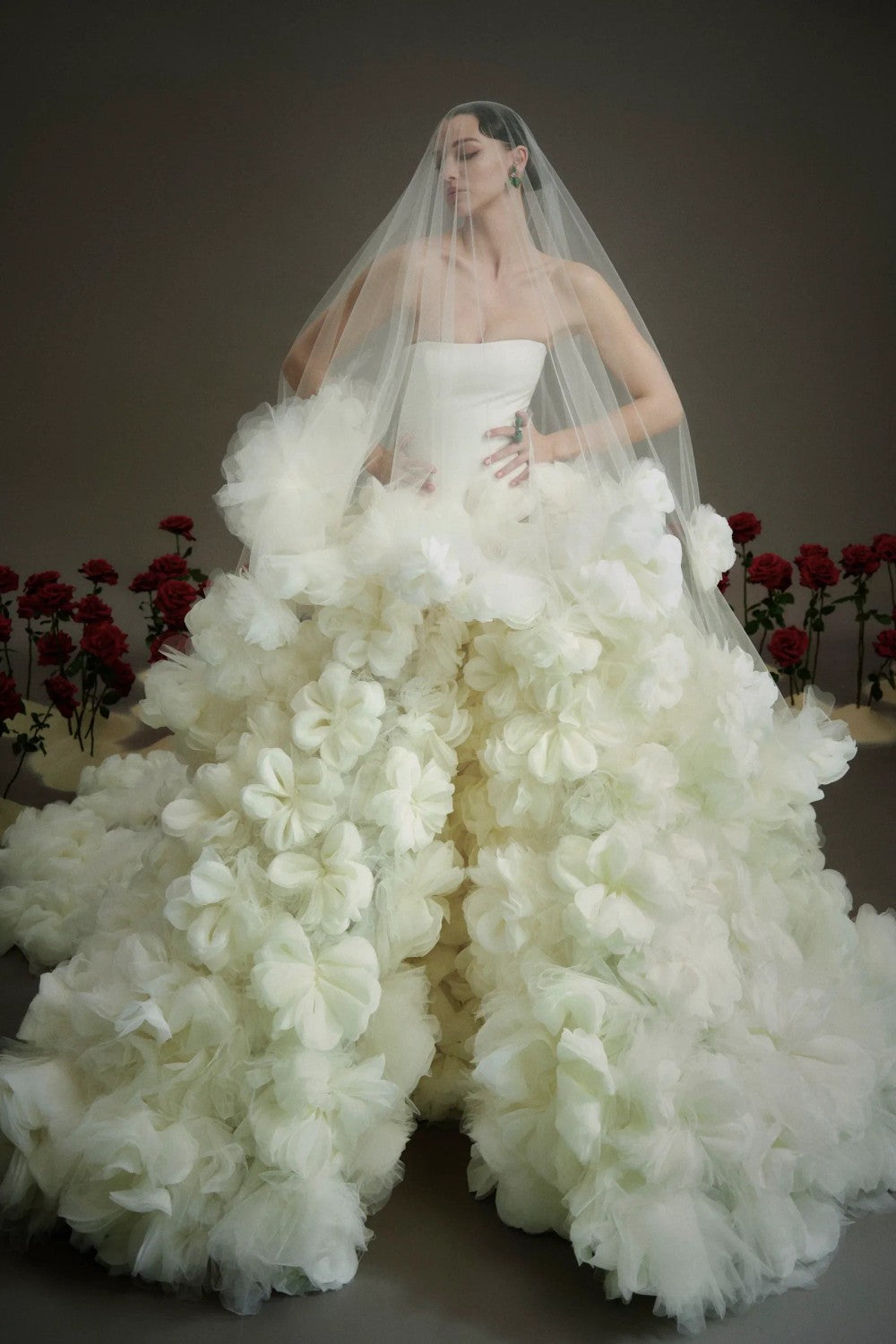 Romantic And Dramatic 3D Floral Ball Gown by Nicole + Felicia — image 3 of 4