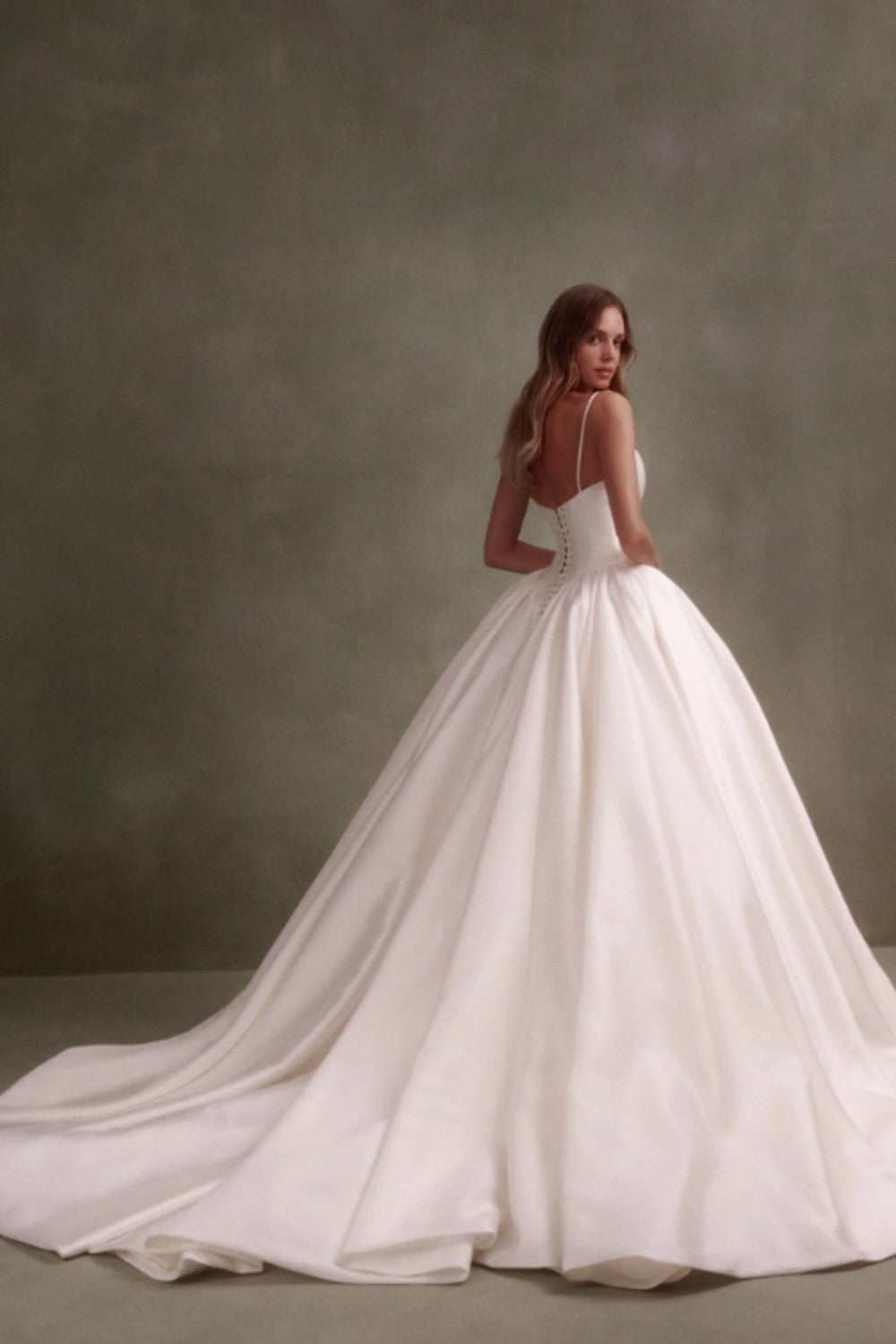 Simple And Dramatic Silk Basque-Waist Ball Gown by Nicole + Felicia — image 2 of 2