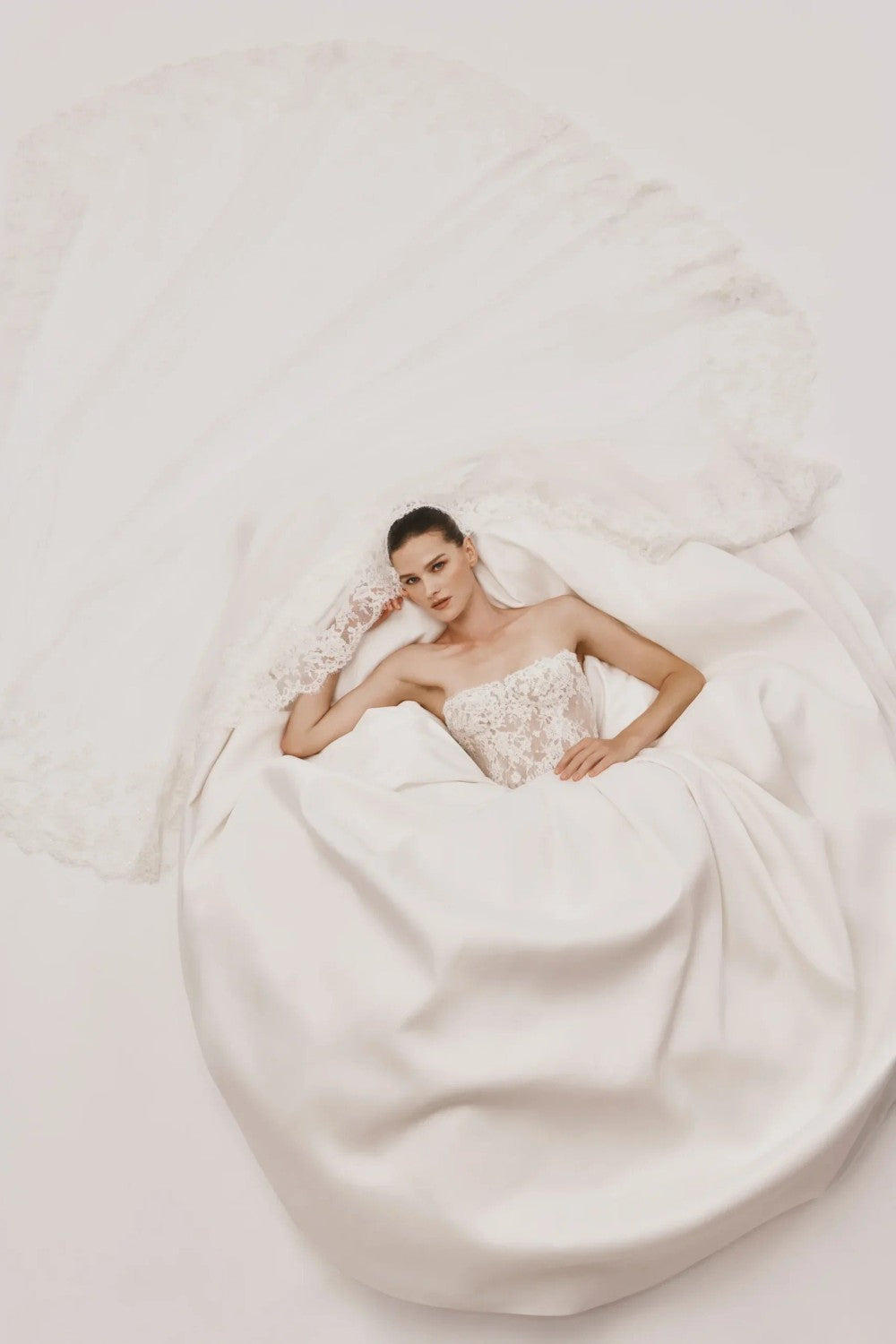 Strapless Basque-Waist Lace Ball Gown by Nicole + Felicia For Kleinfeld — image 2 of 3