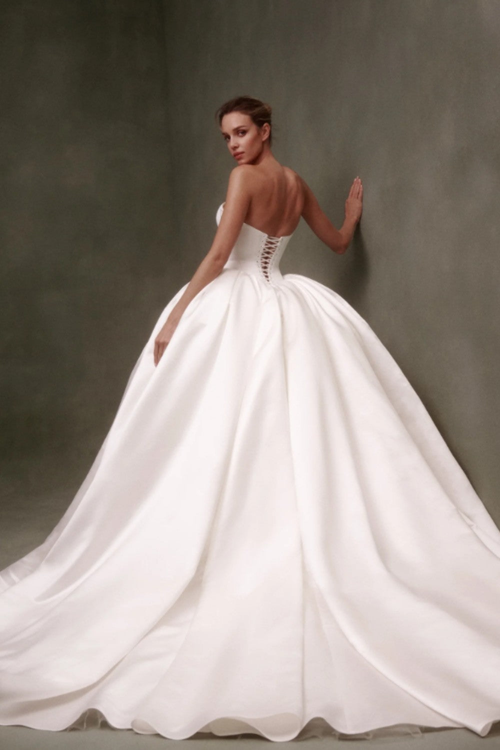 Sweetheart Satin Basque-Waist Ball Gown by Nicole + Felicia — image 2 of 2