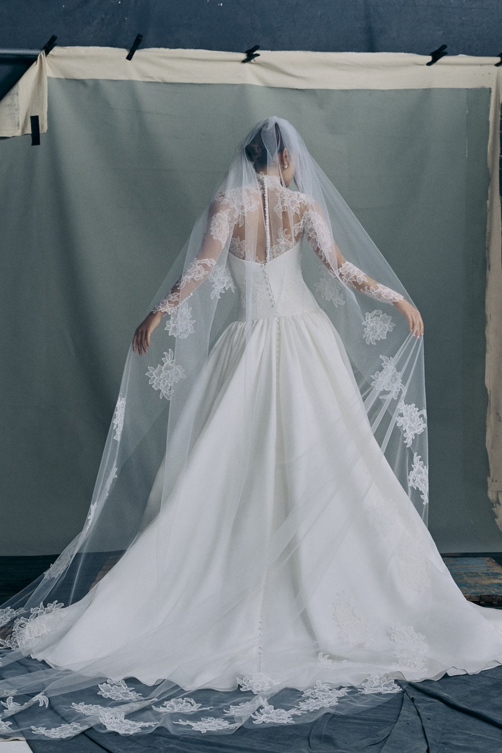 Strapless Drop-Waist Silk Ball Gown With Buttons And Detachable Topper by Anne Barge — image 3 of 3